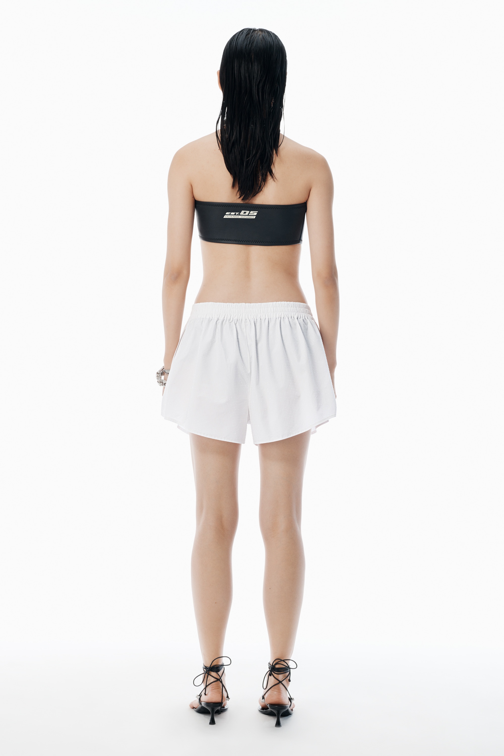 White Boxer Shorts with Clear Bead Hotfix - 4