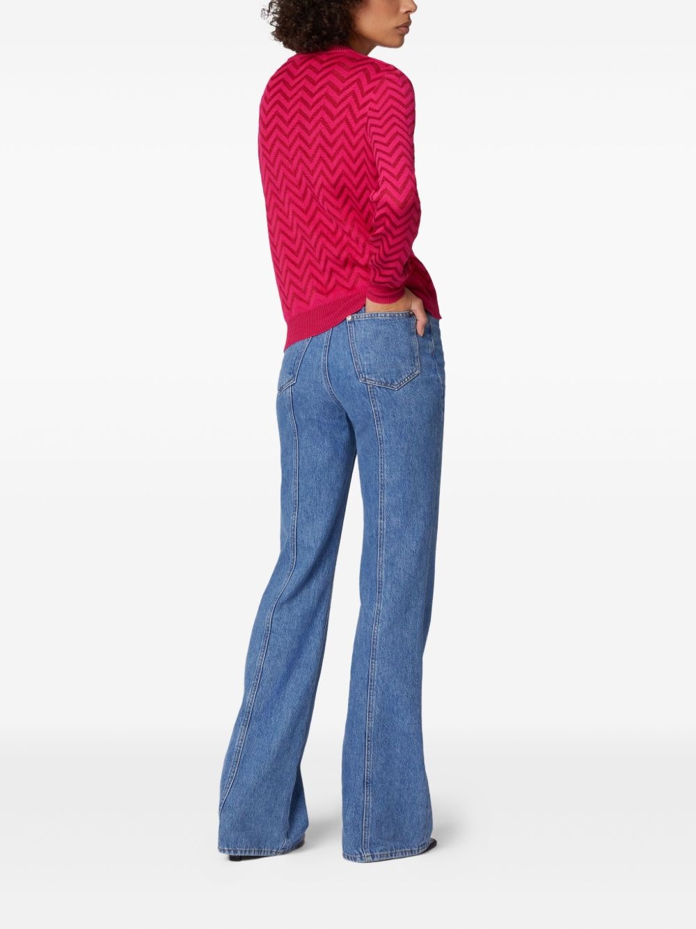 chevron crew-neck sweater - 3