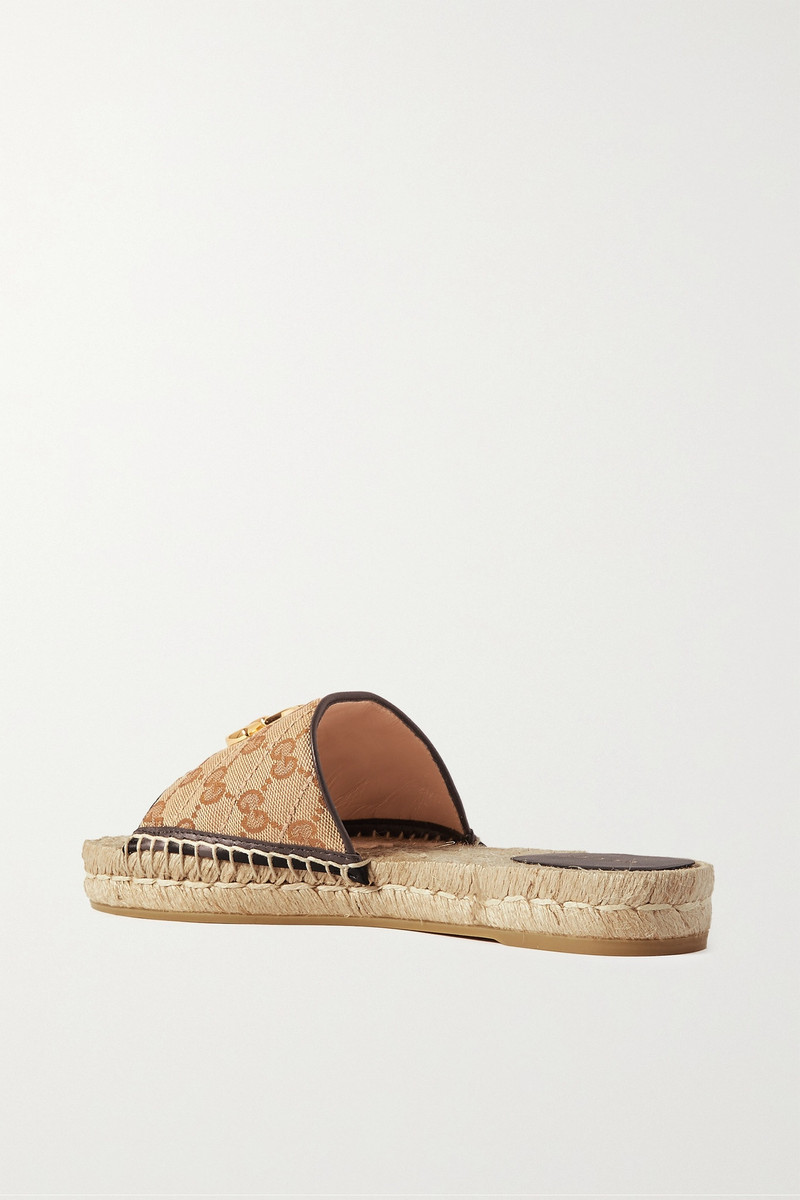 Pilar leather-trimmed embellished logo-detailed canvas espadrille slides 3