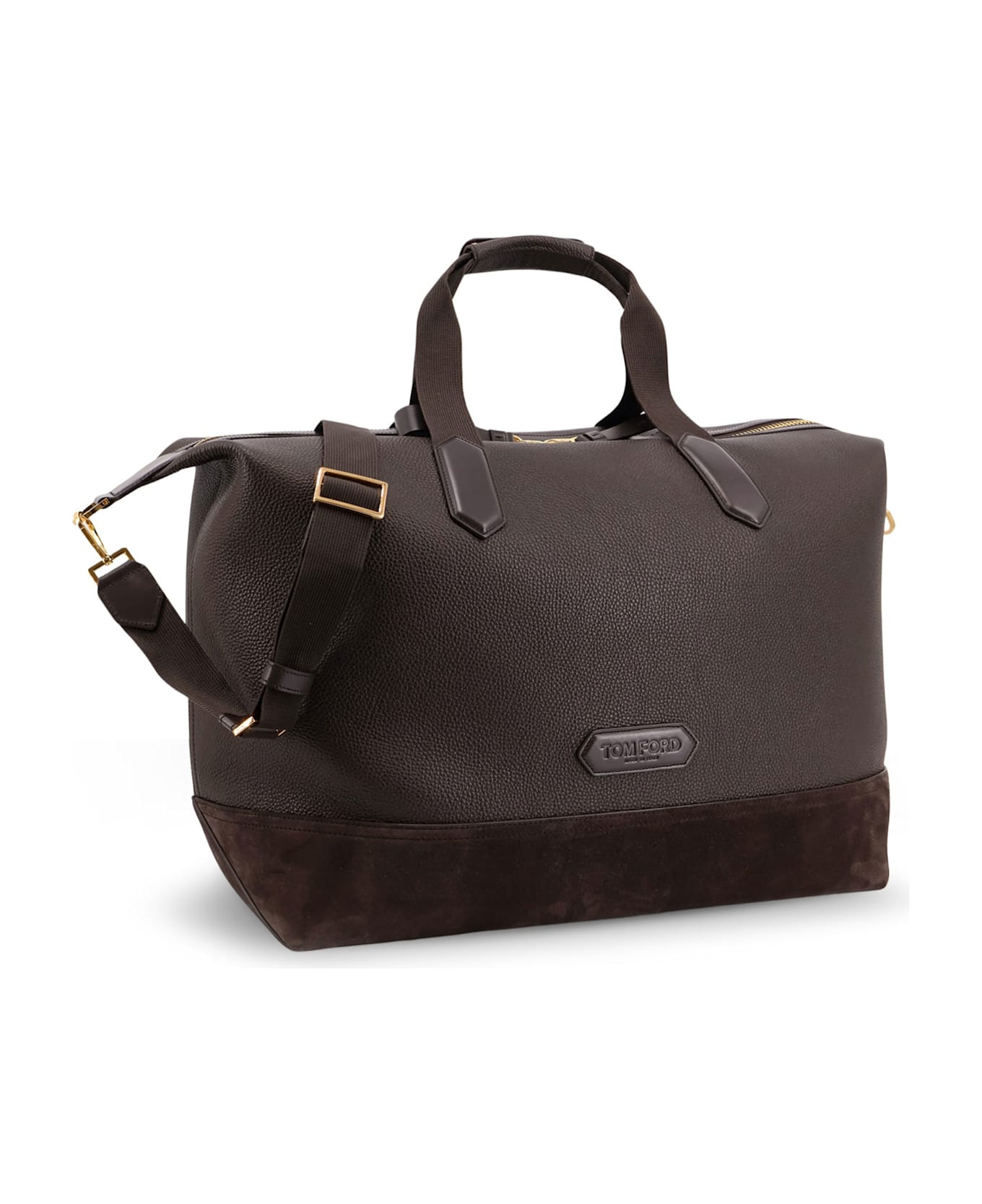 Leather Travel Bag With Suede Inserts - 3