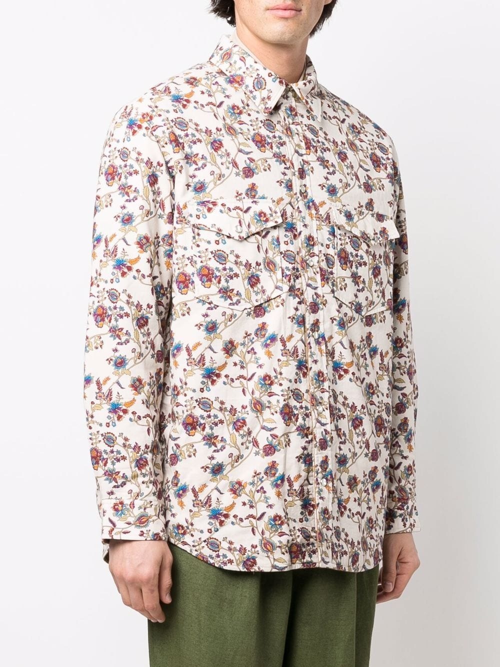 floral-print cotton shirt jacket - 3