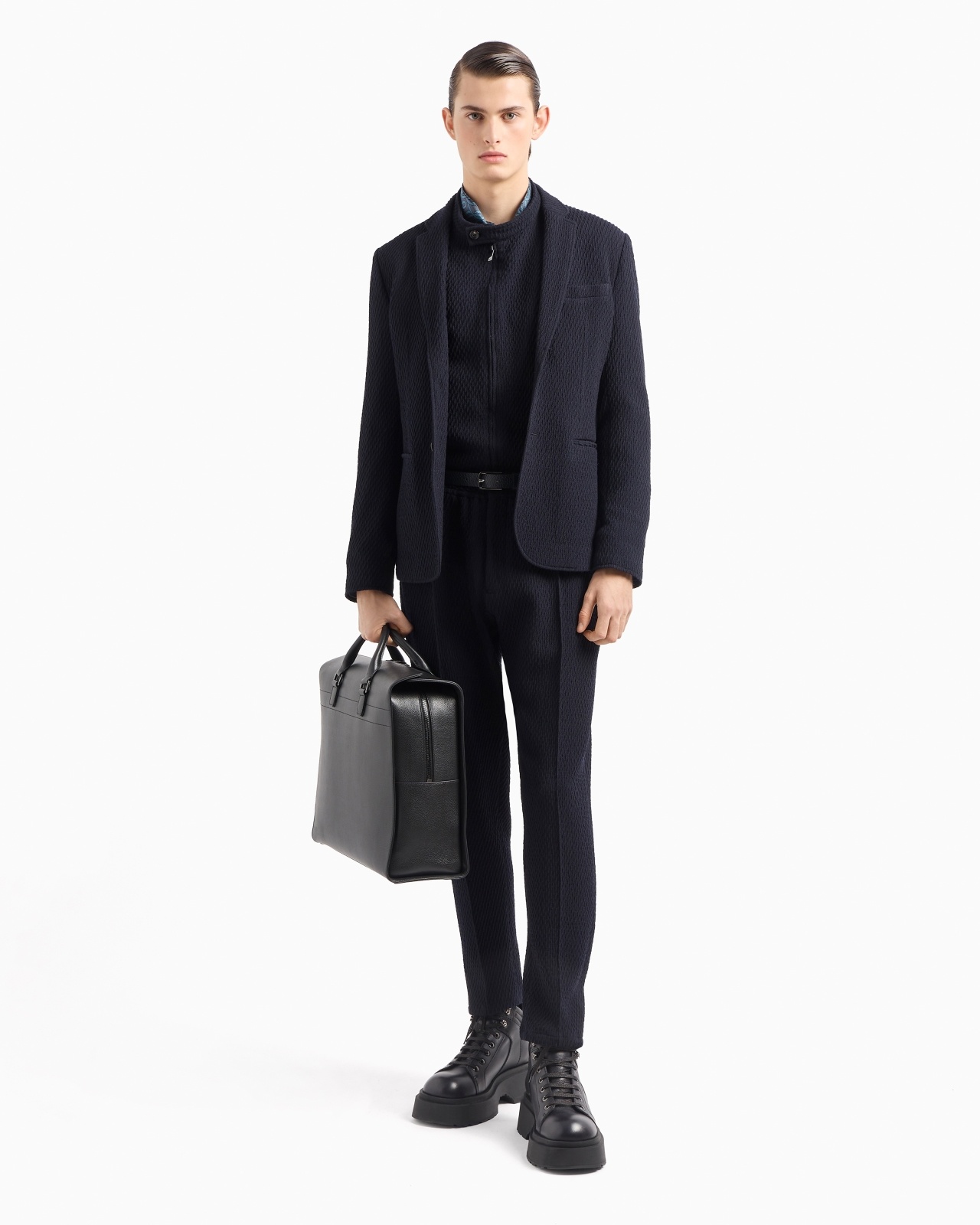 BLOUSON IN 3D-EFFECT VIRGIN-WOOL STRETCH JERSEY KNIT - 4