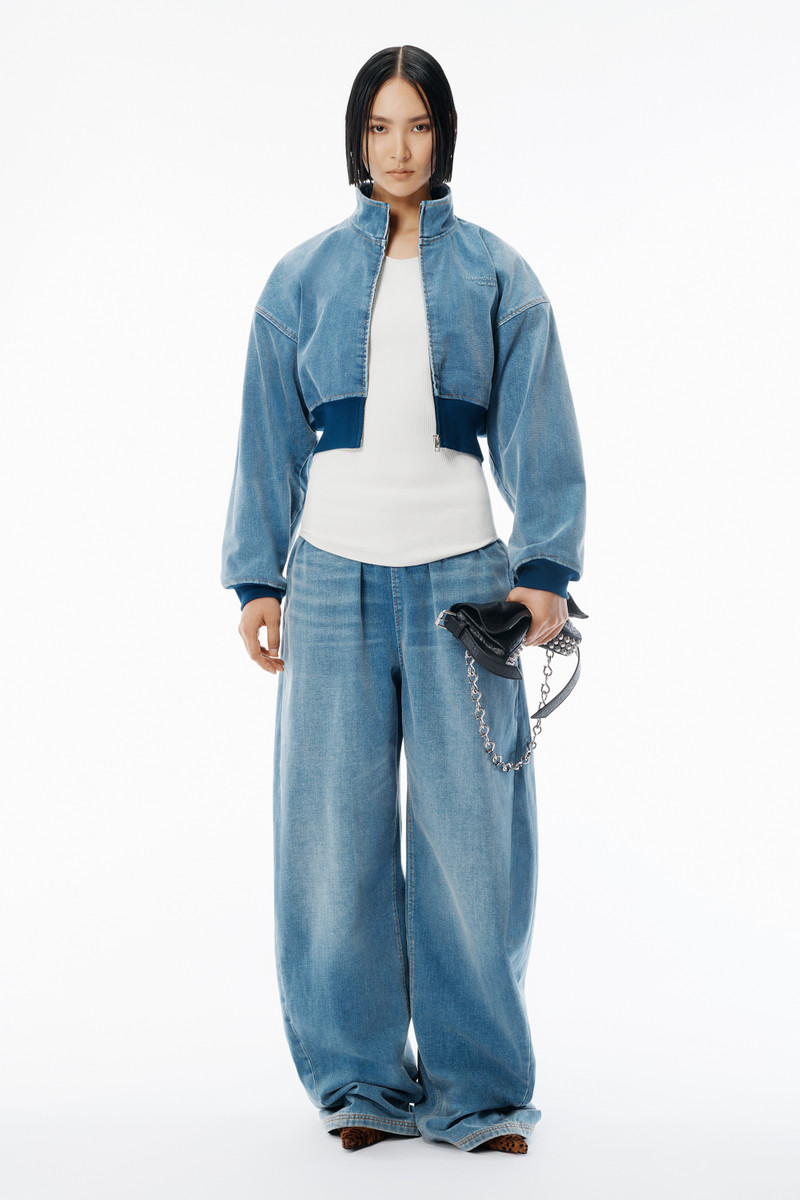 Alexander Wang Light Blue Brushed Denim Funnel Neck Jacket outlook