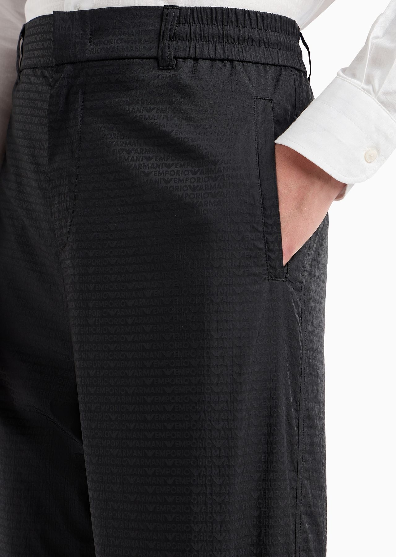 Jacquard nylon trousers with elastic hems and all-over logo lettering - 5