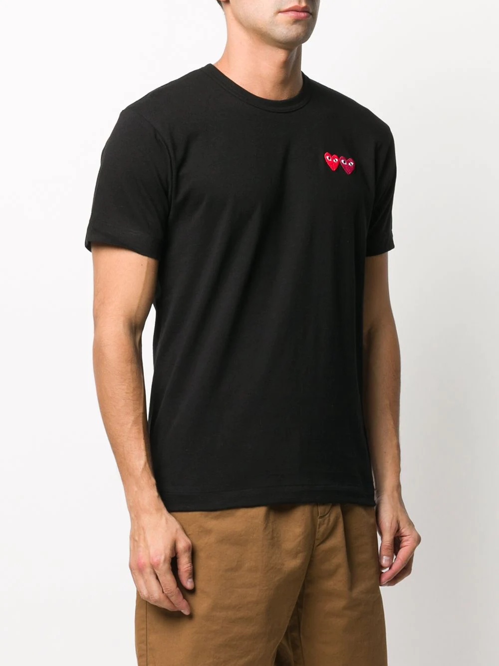 double heart patch short sleeve T-shirt - 3