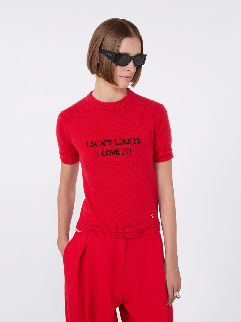 RUPIA Wool and cashmere-knit T-shirt - RED 5