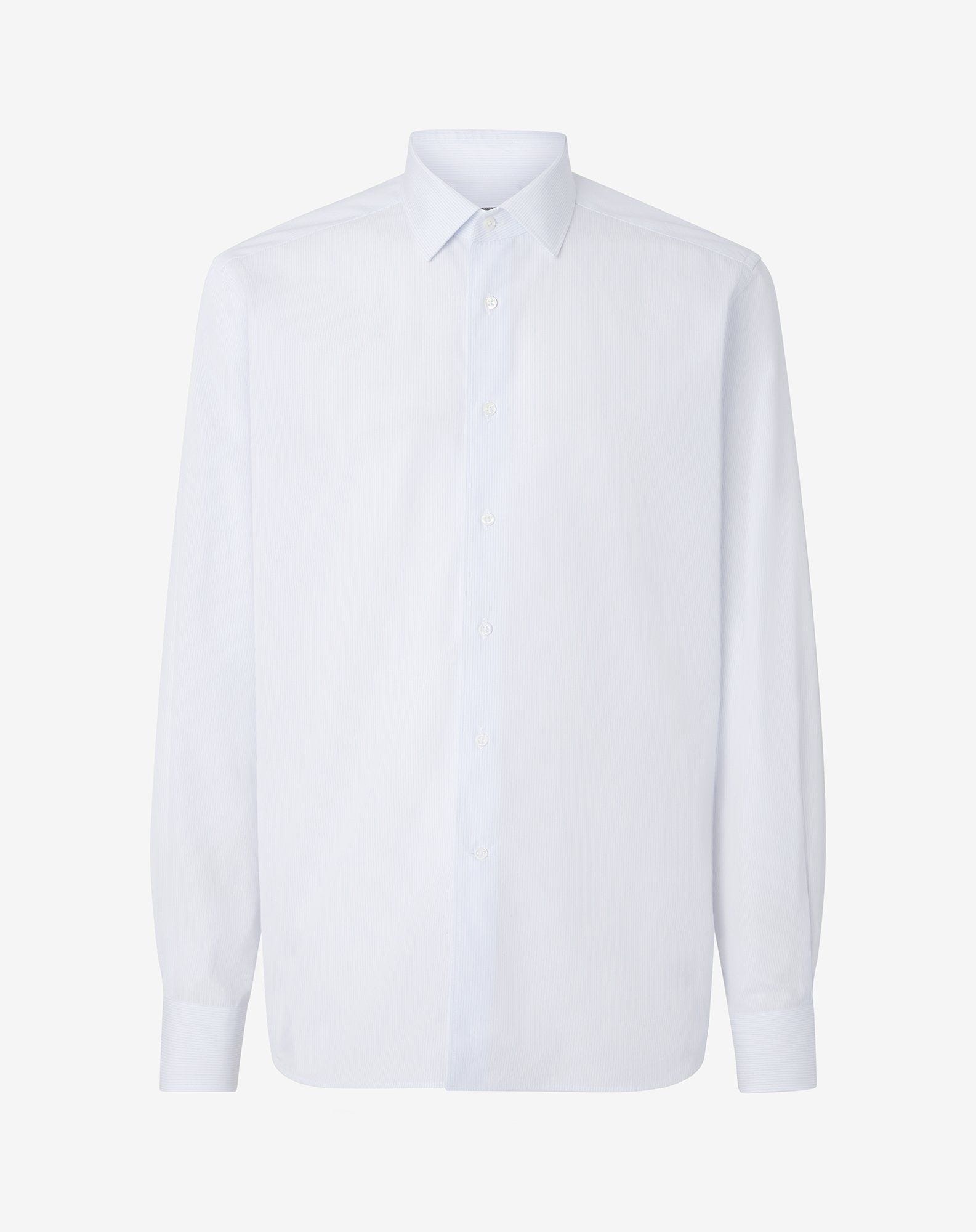 Cotton shirt with light blue/white stripes - 1