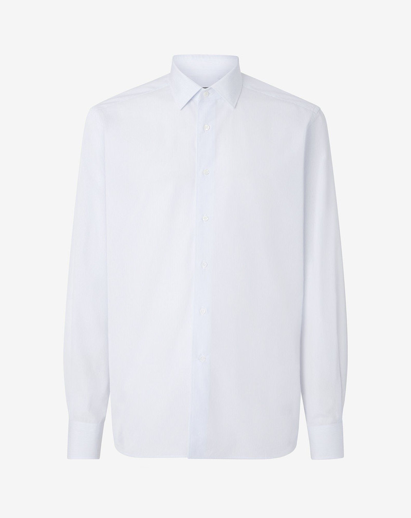 Cotton shirt with light blue/white stripes 1