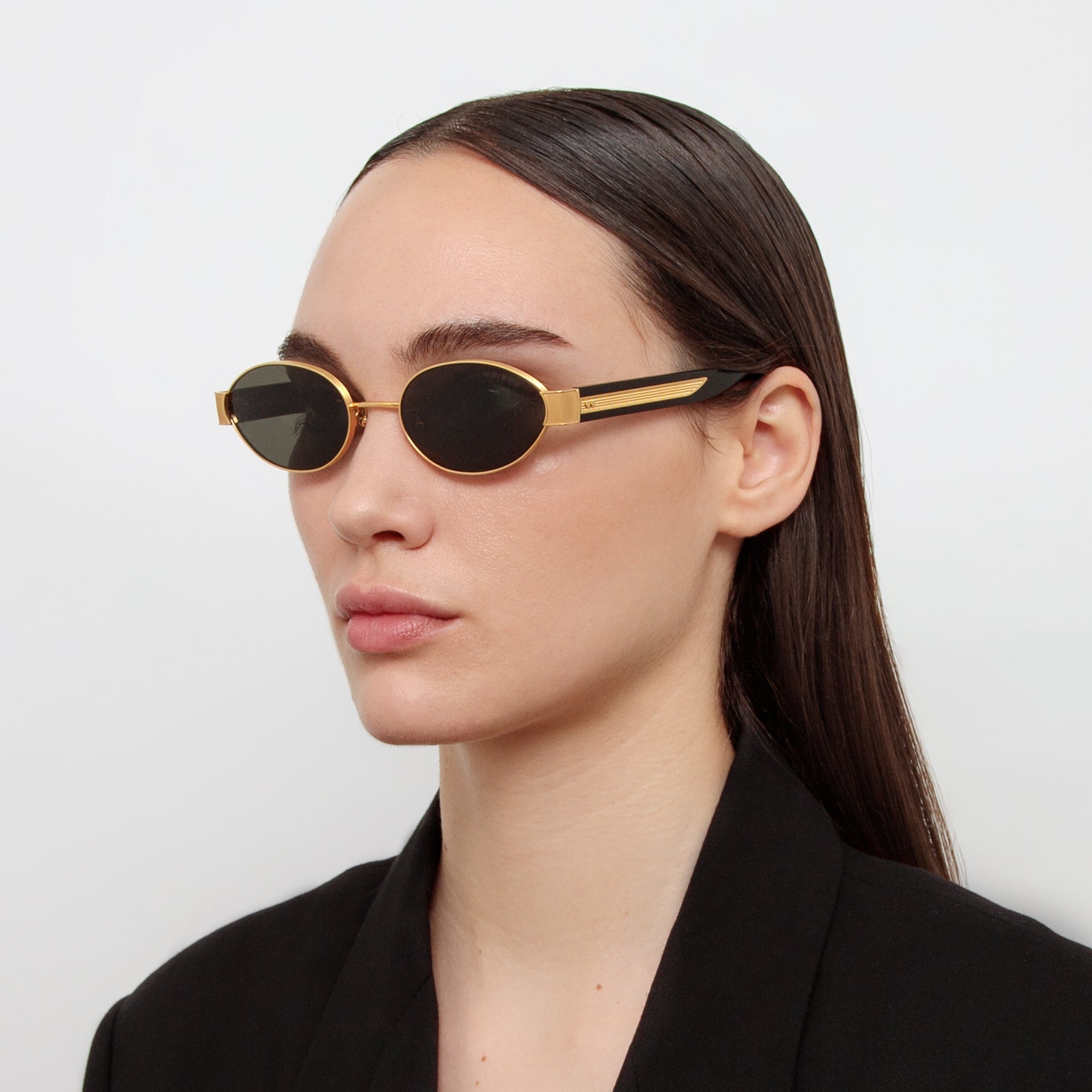 SADIE OVAL SUNGLASSES IN YELLOW GOLD - 3