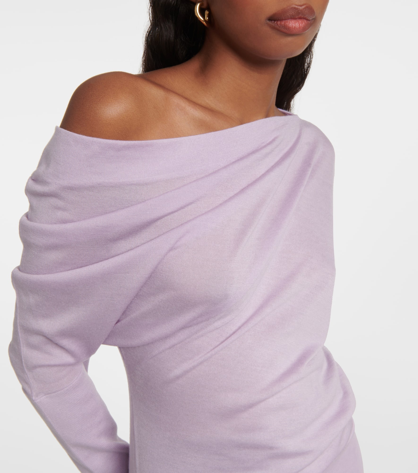 Off-shoulder cashmere and silk sweater - 4