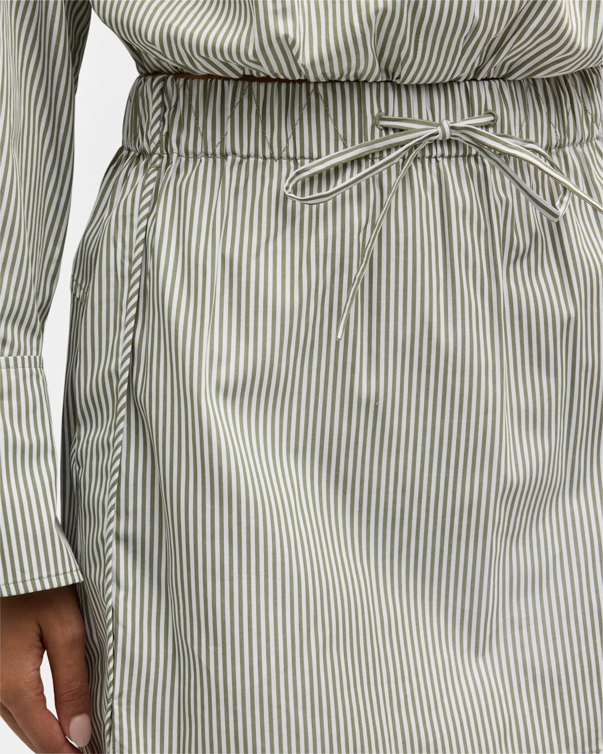 Shiori Drawstring Cotton Stripe Mini Skirt - 4