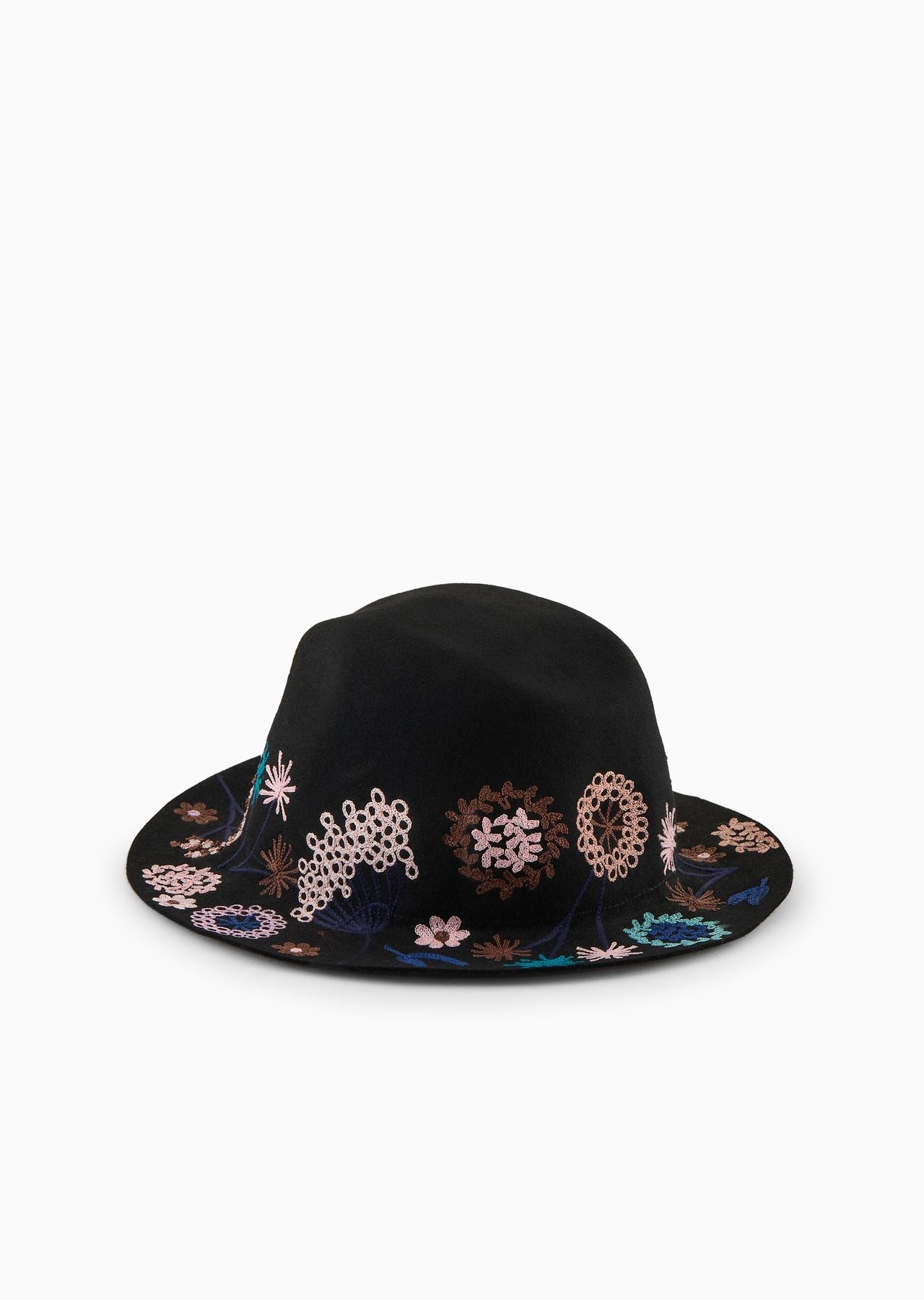 Floral embroidered rabbit fur hat - 2