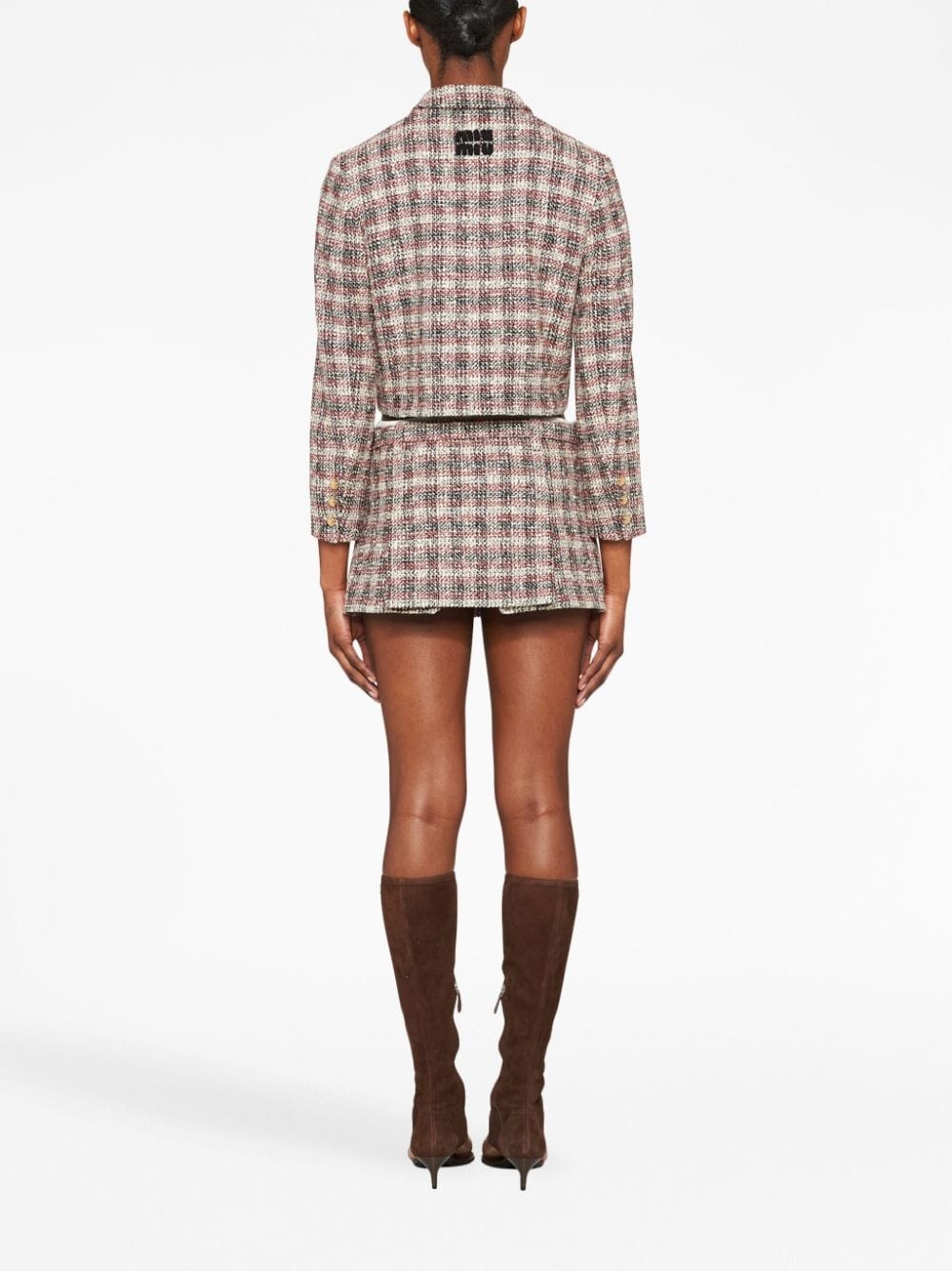 checked single-breasted jacket - 4