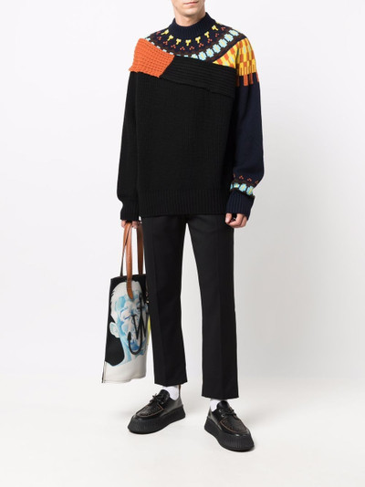 sacai patchwork-panelled knit jumper outlook