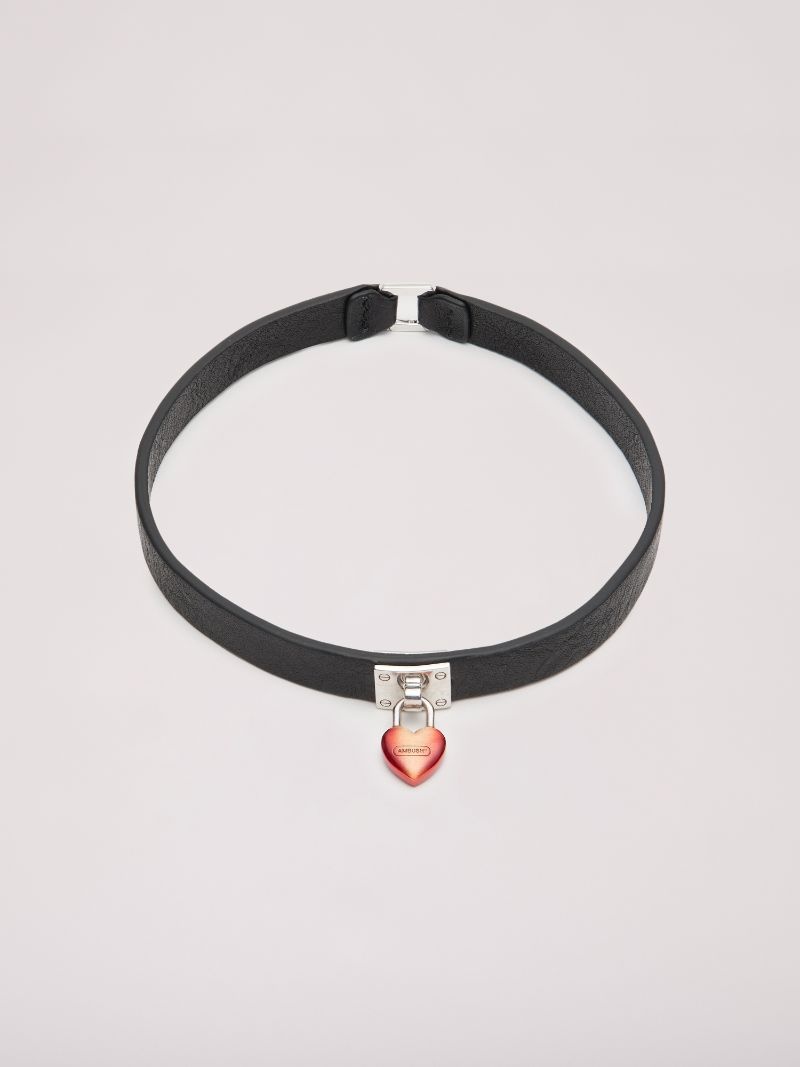 FIRE HEART LEATHER CHOKER - 3