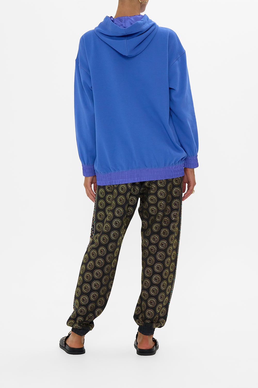 SILK BAND OVERSIZED HOODIE WITH POCKETS- BLUE - 3