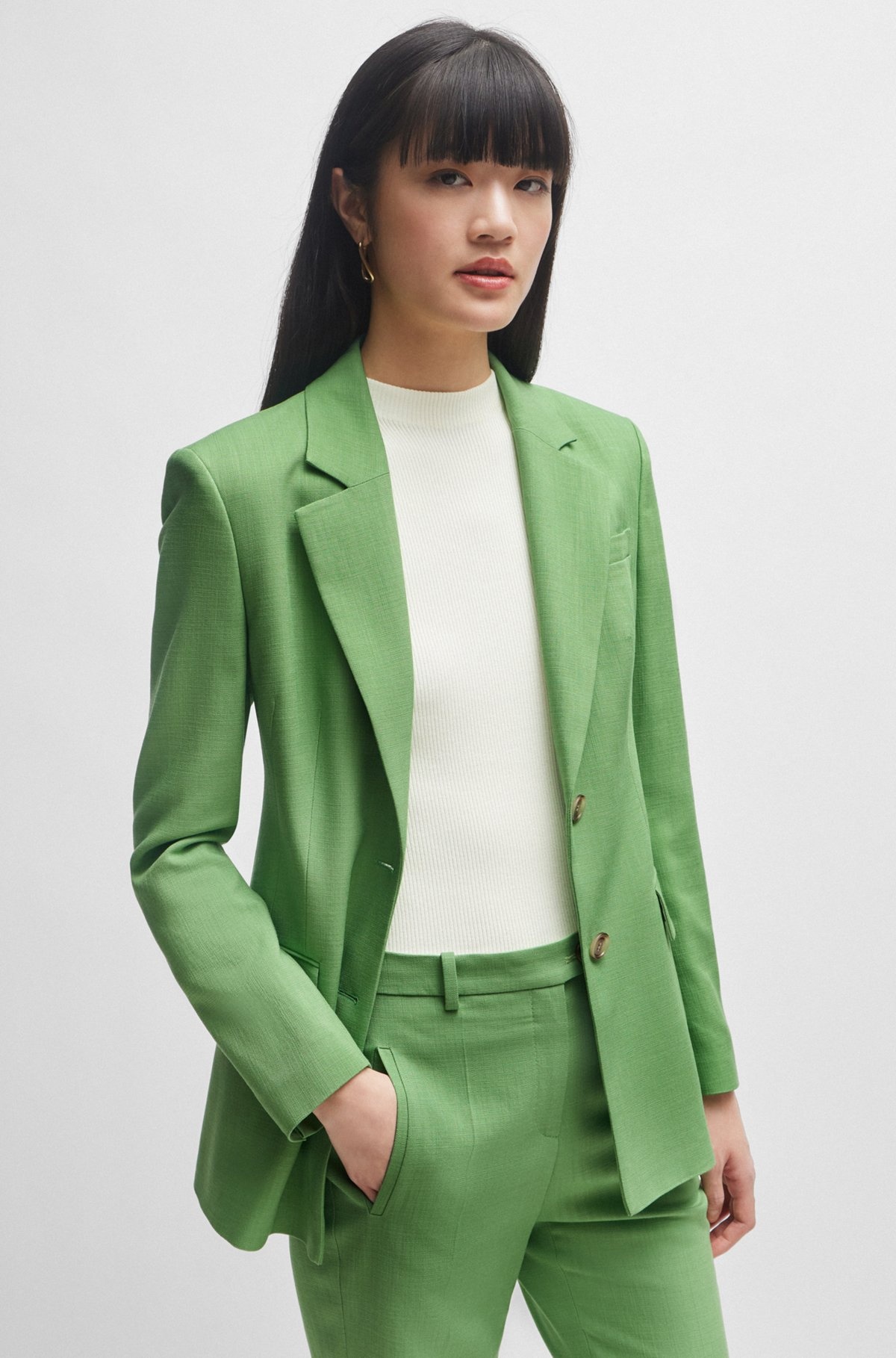 SINGLE-BREASTED JACKET IN STRETCH FABRIC - 5