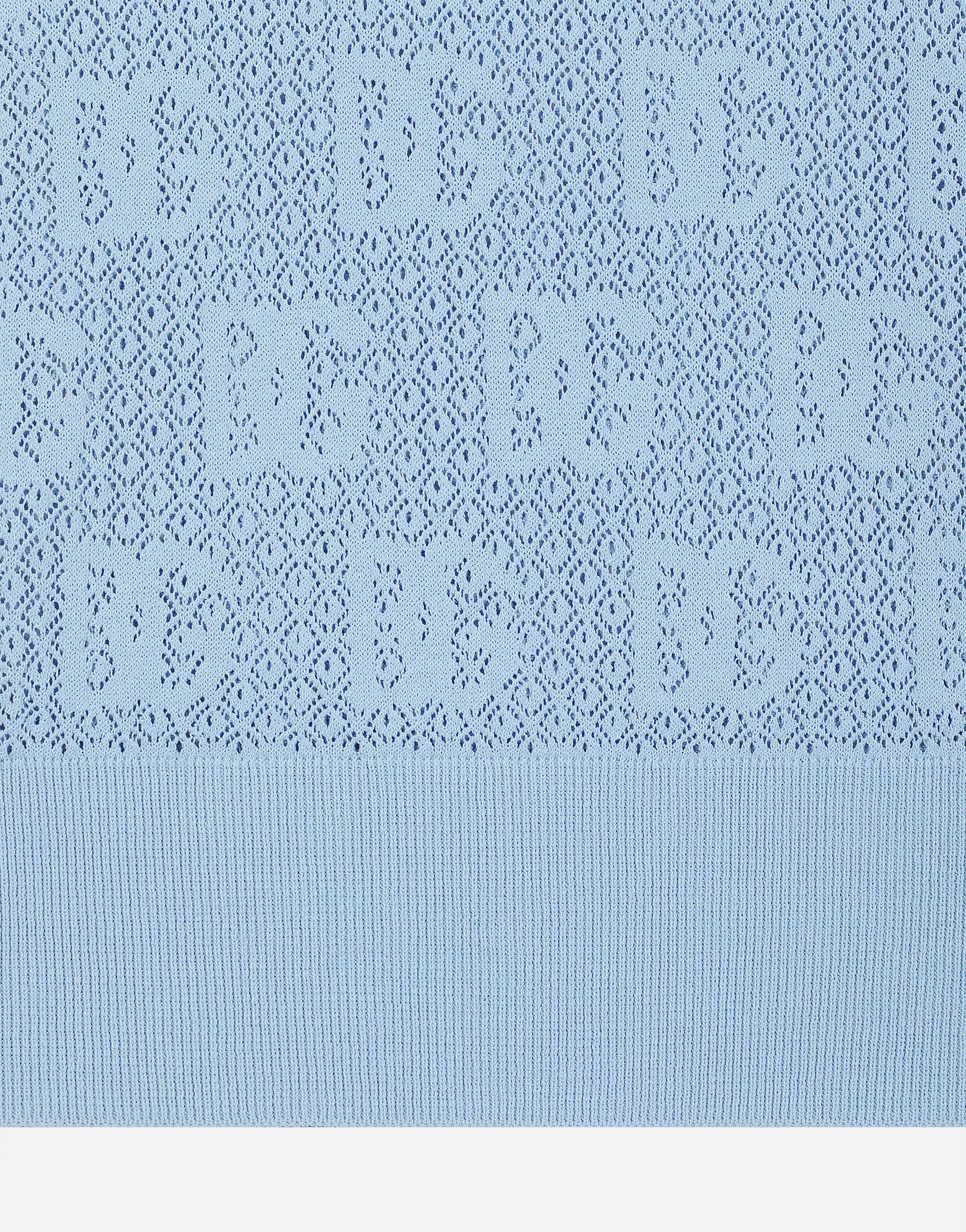 Lace-stitch viscose sweater with jacquard DG logo - 5