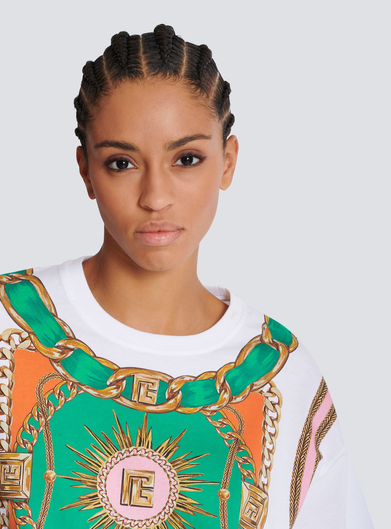 Cropped T-shirt with Balmain Foulard print 7