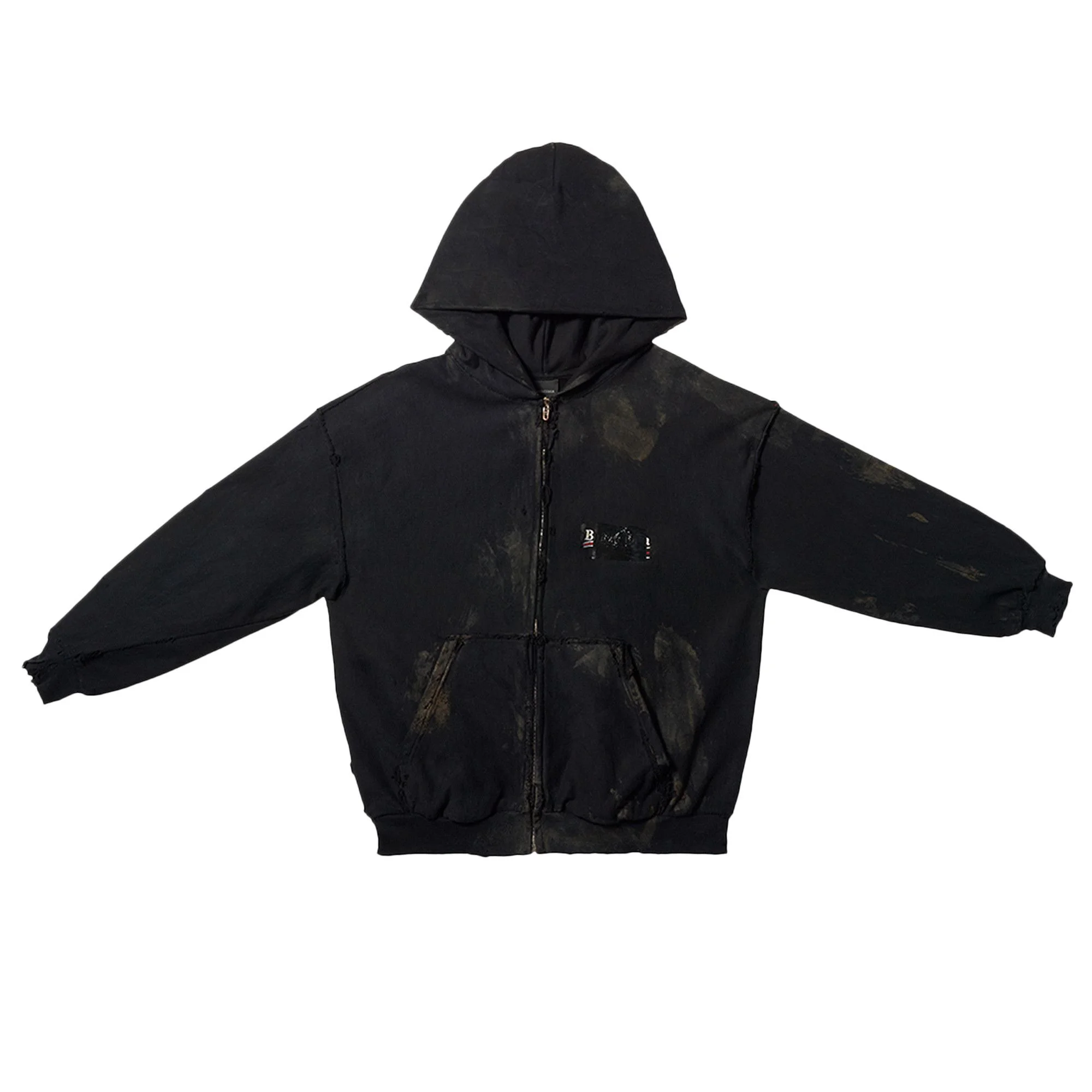 Balenciaga Small Fit Zip-Up Hoodie 'Black' - 1