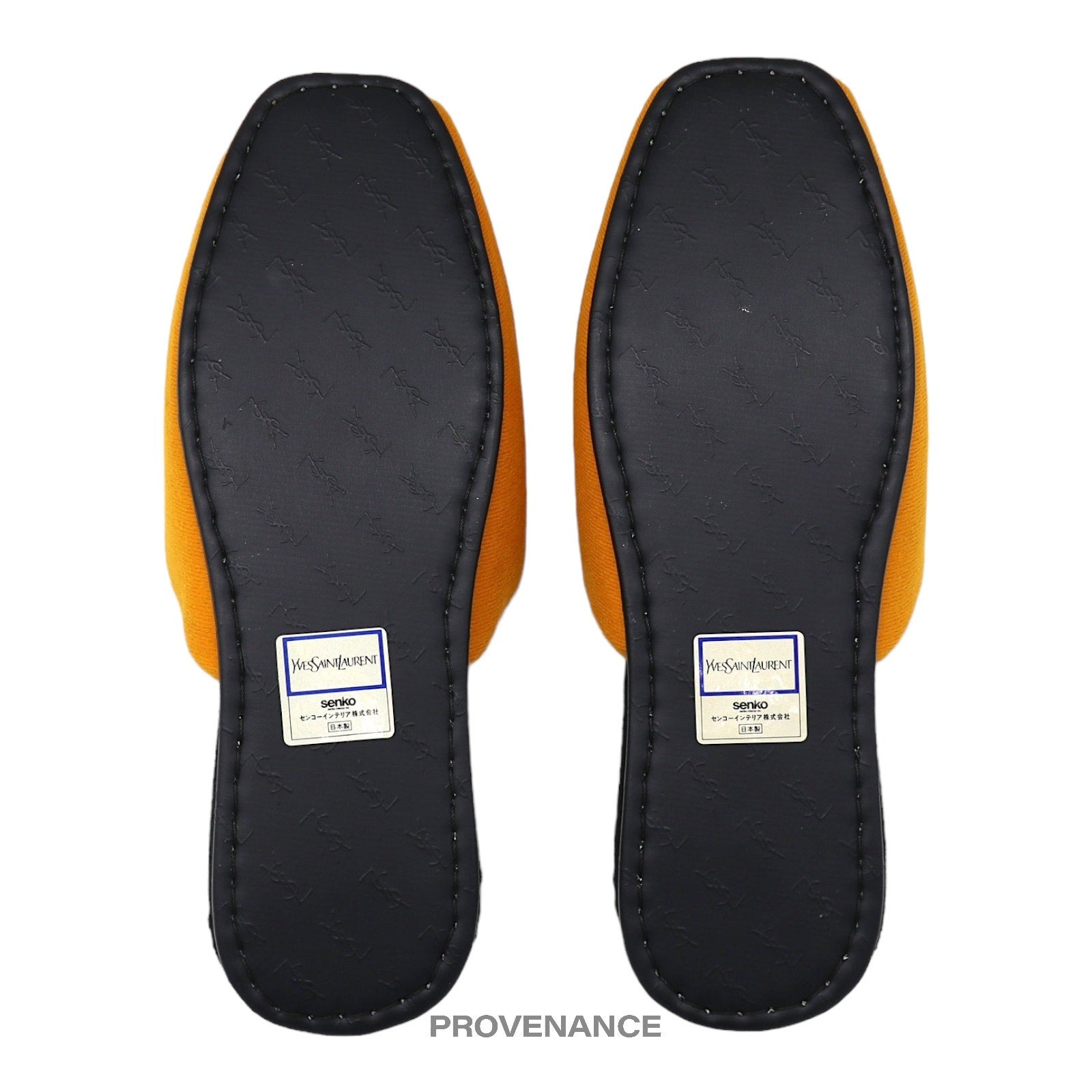 Yves Saint Laurent YSL Logo Slipper - Yellow Velour - 6