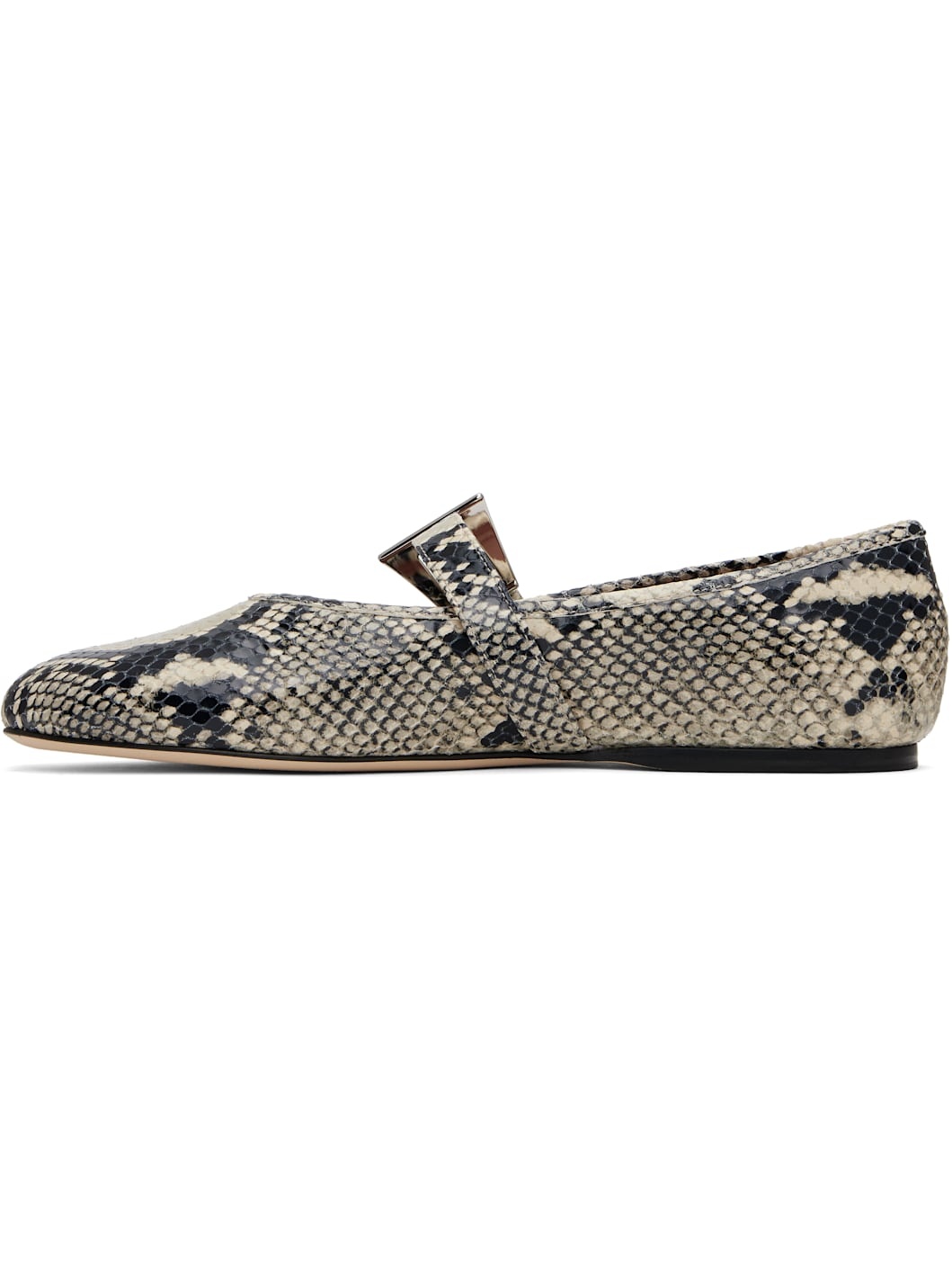 Black & White Sveva Buckle Ballerina Flats - 3