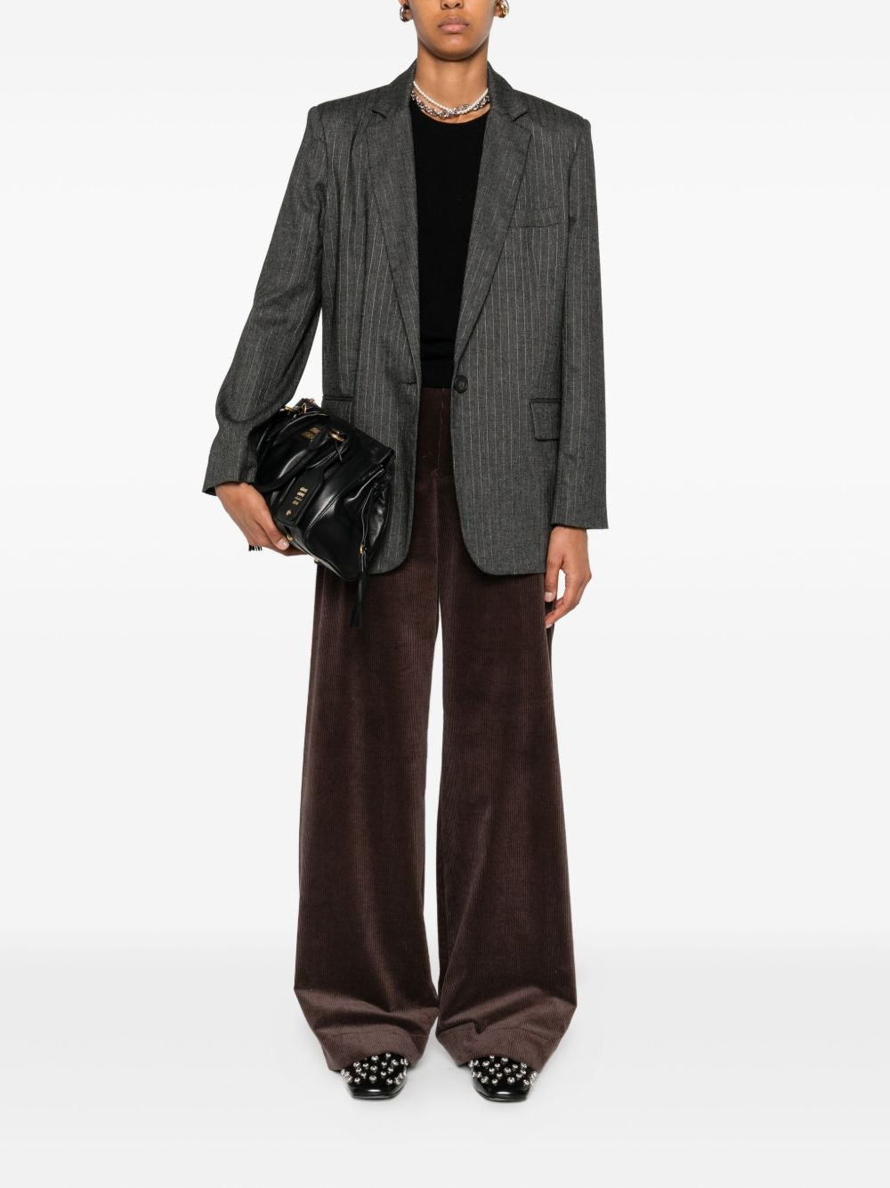 pinstripe single-breasted blazer - 2