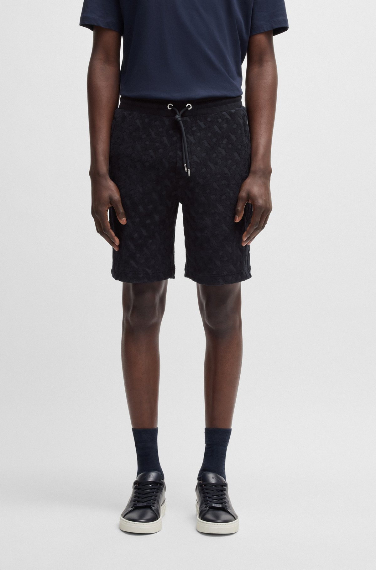 COTTON SHORTS WITH ALL-OVER MONOGRAM JACQUARD - 2