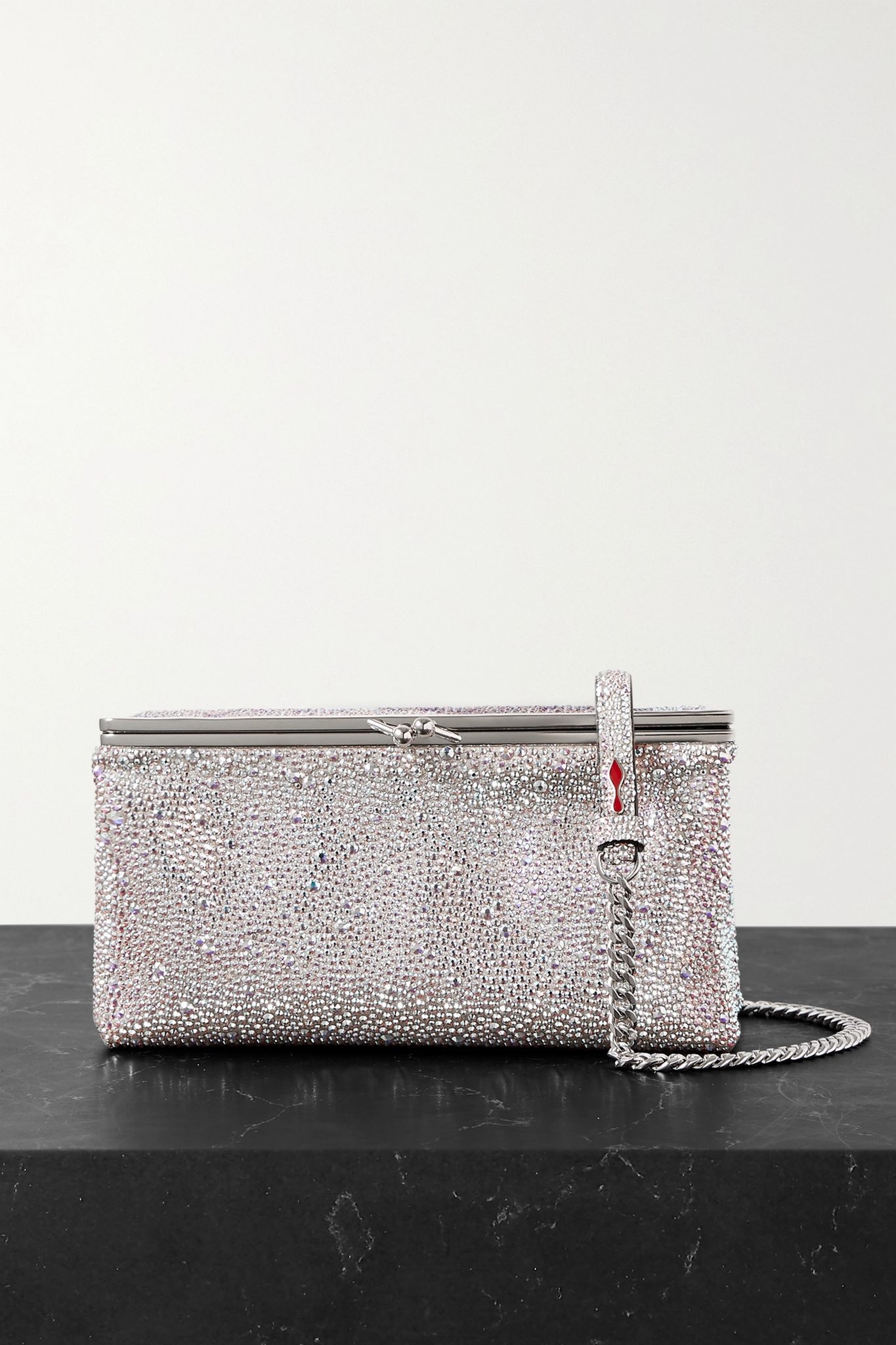 Daisy crystal-embellished metallic leather shoulder bag - 1