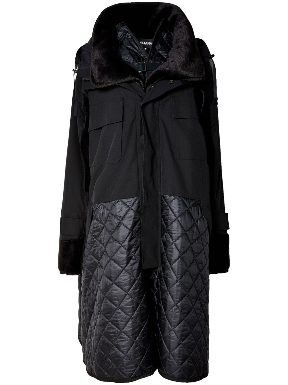 quilted hooded parka coat - 1