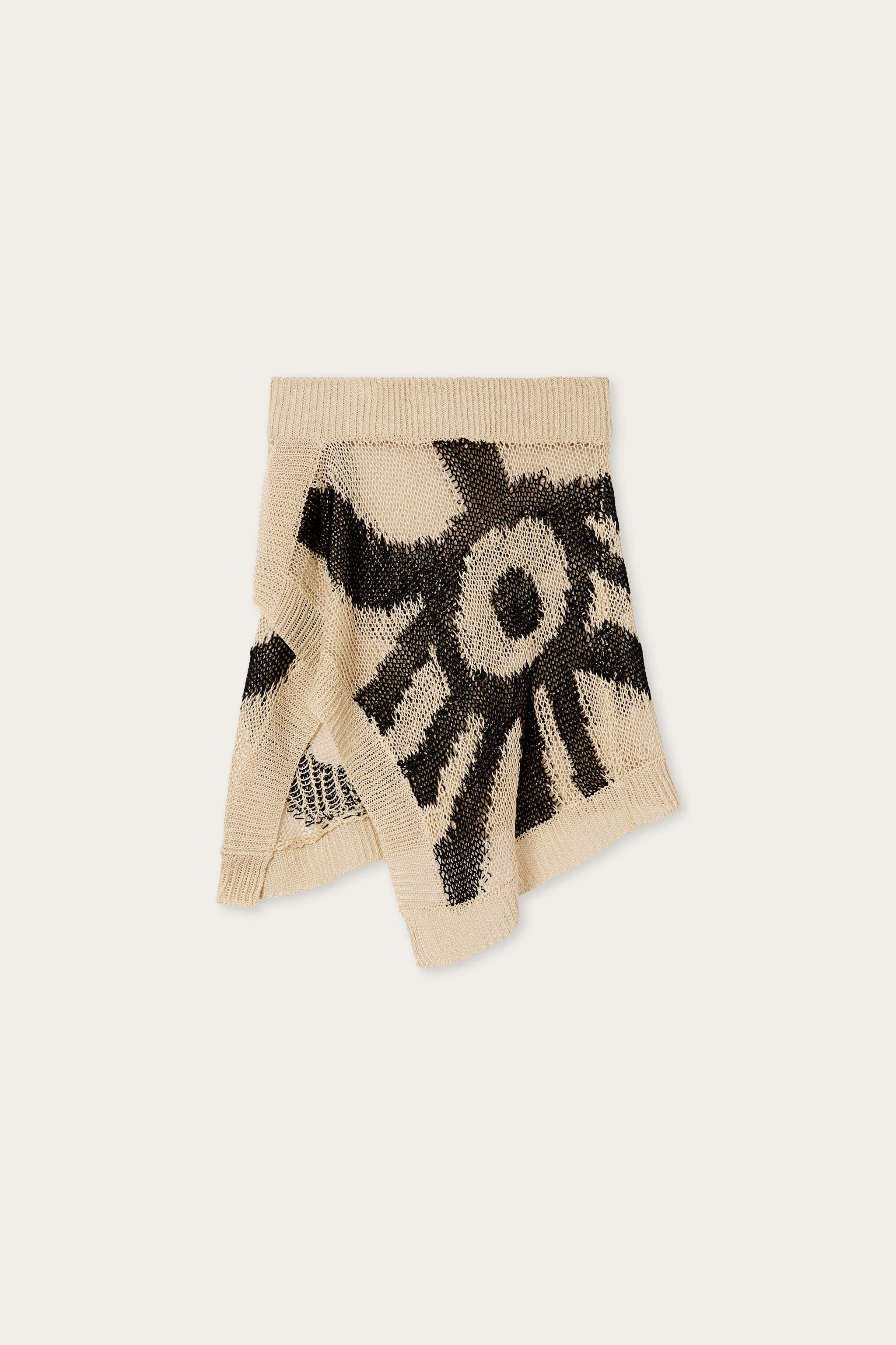 MARMO PRINT LINEN ASYMMETRICAL SKIRT - 1