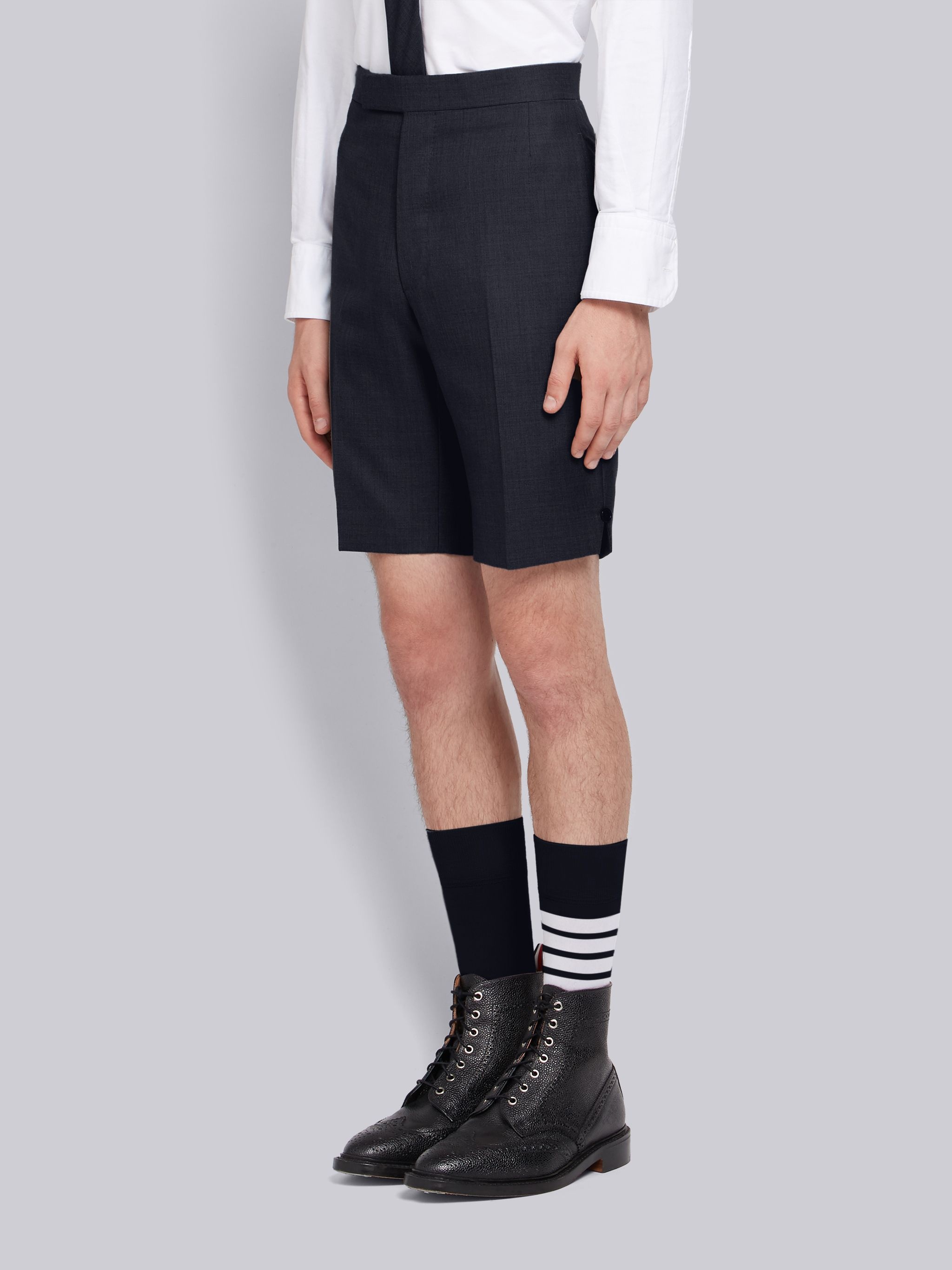 Navy Super 120's Wool Twill Classic Short - 2