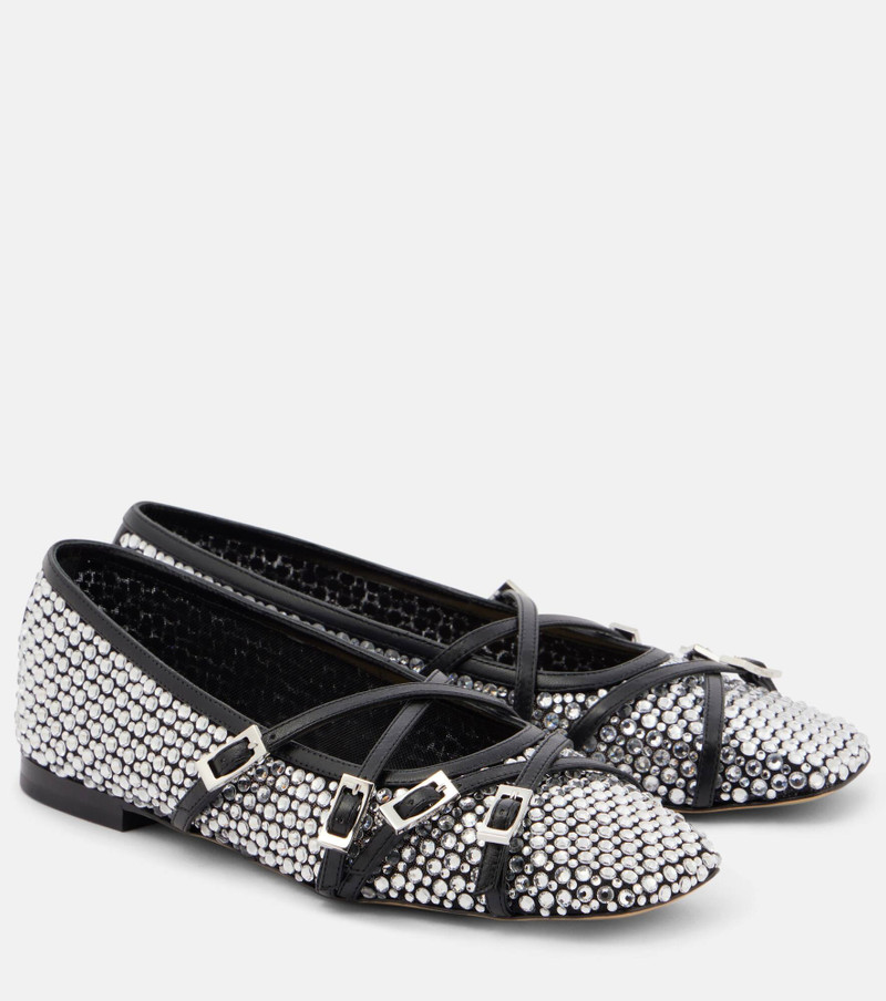 Crystal-embellished mesh ballet flats - 1