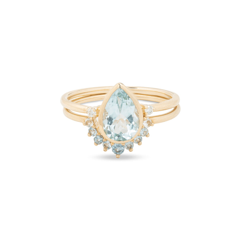 Teardrop Aquamarine Ring Set 1