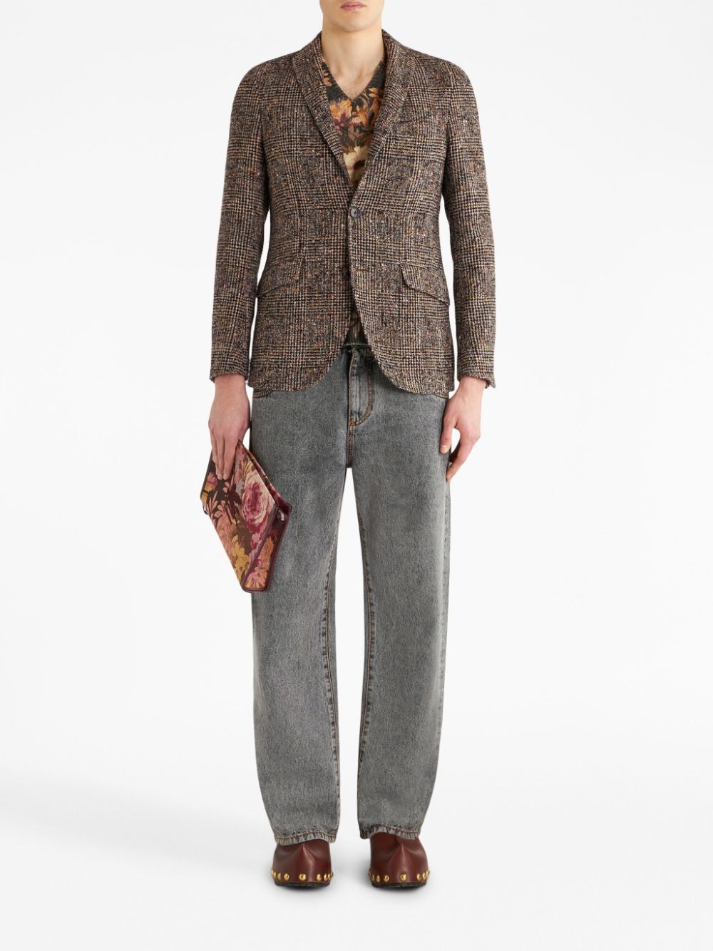 notched-lapels check-pattern blazer - 2
