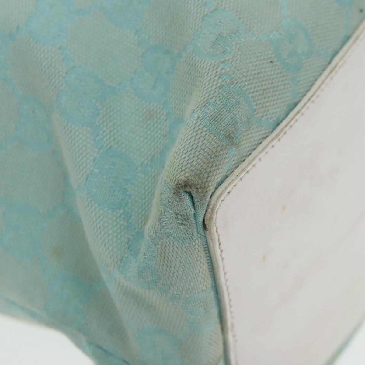 GUCCI GG Canvas Tote Bag Light Blue White Gold 002 002 - 16