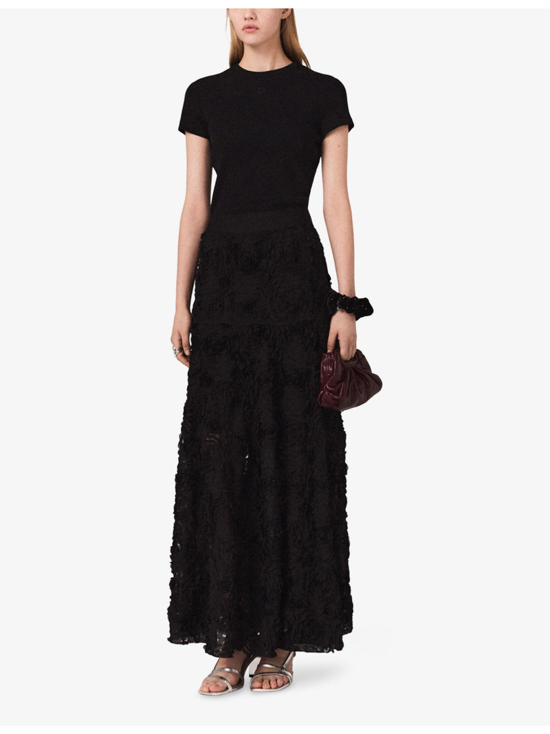 maje Brand-Embroidered Short-Sleeved Stretch-Cotton T-Shirt outlook