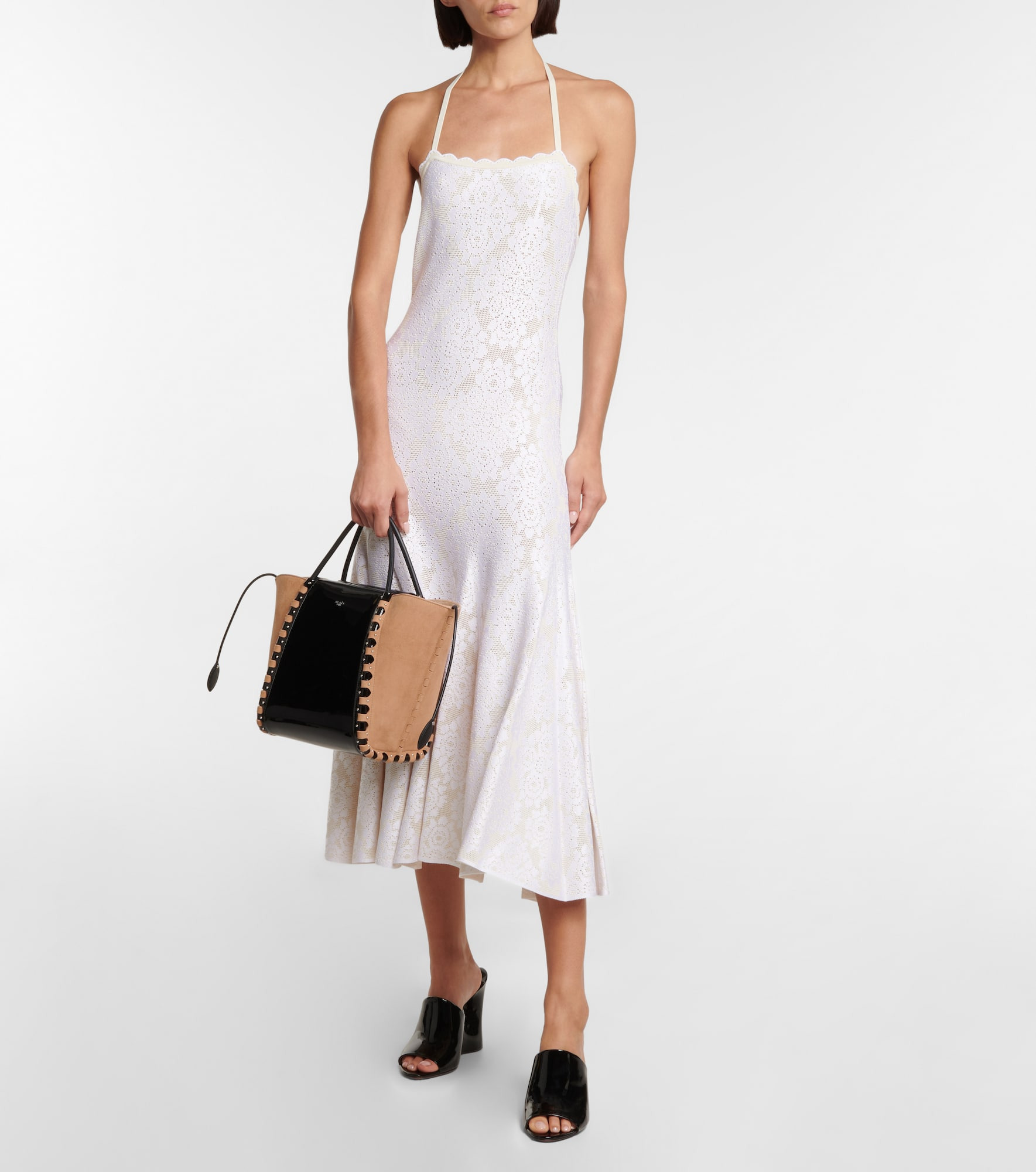 Hinge Medium suede and leather tote - 5