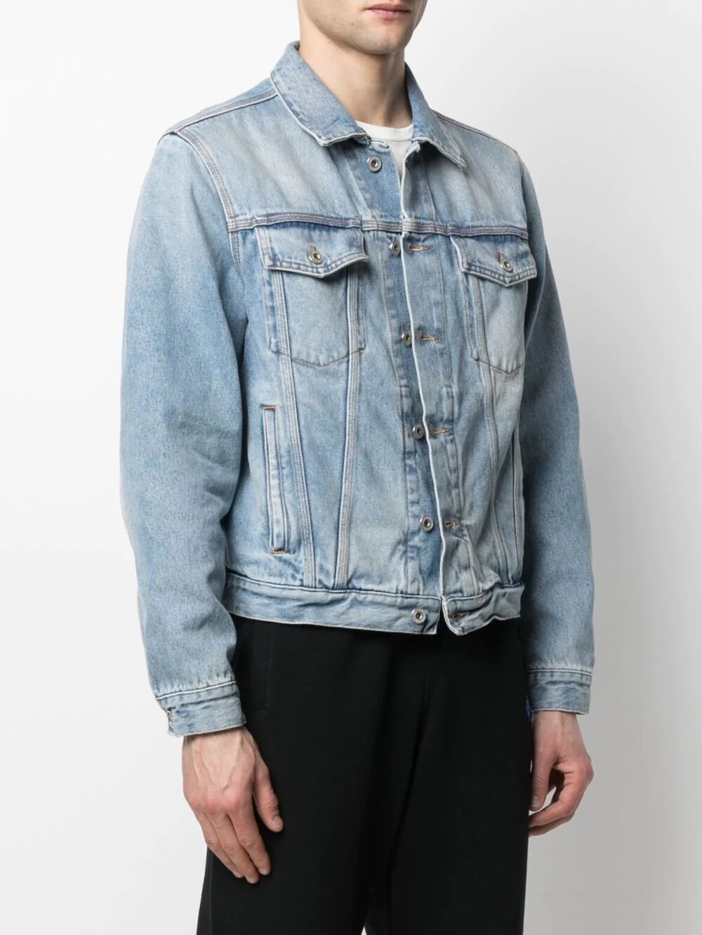 logo-print denim jacket - 3