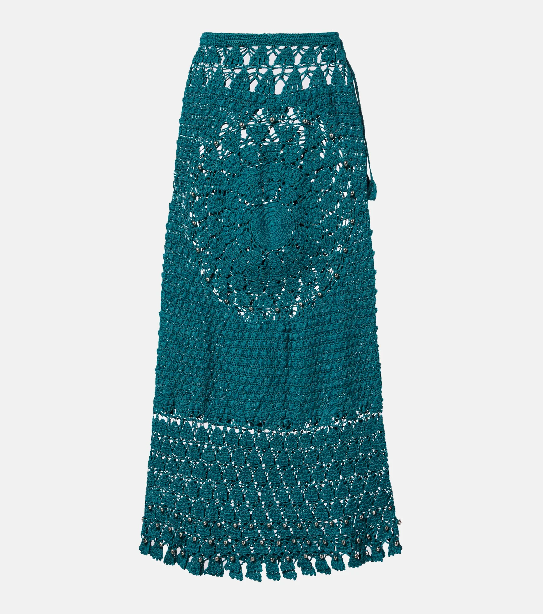 Embellished crochet cotton midi skirt - 1