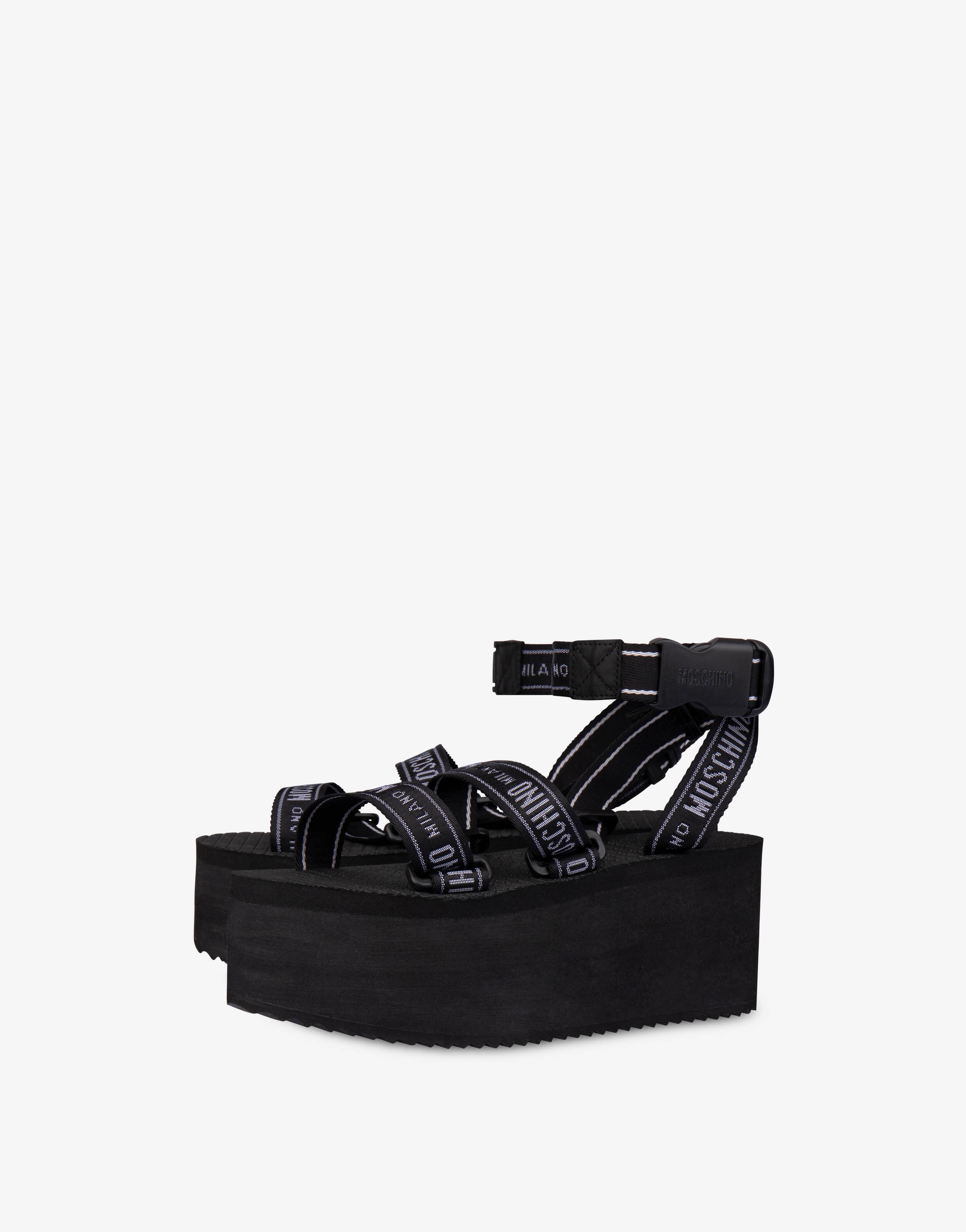 LOGO TAPE WEDGE SANDALS - 1