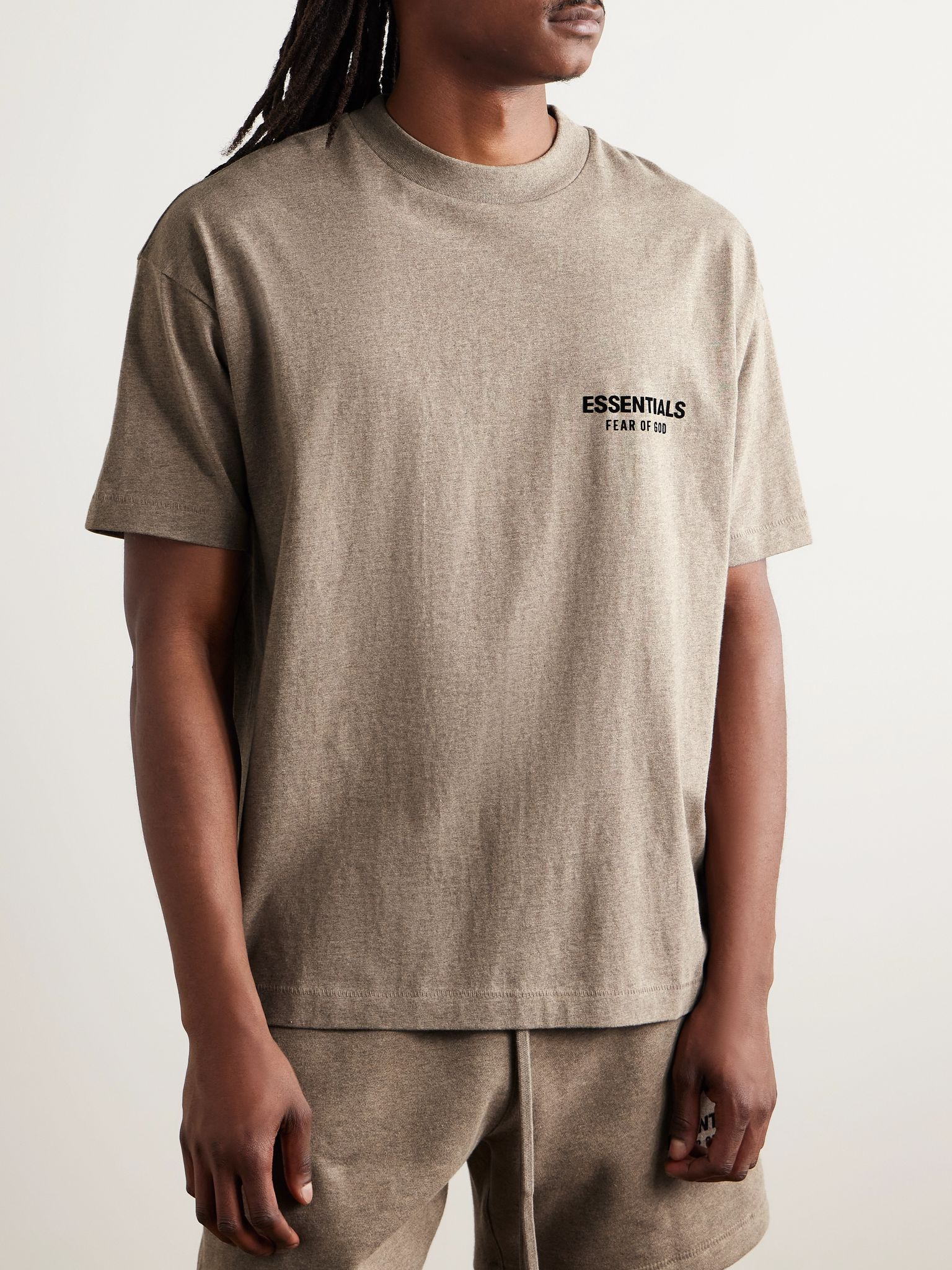 Logo-Appliquéd Cotton-Jersey T-Shirt Taupe - 3