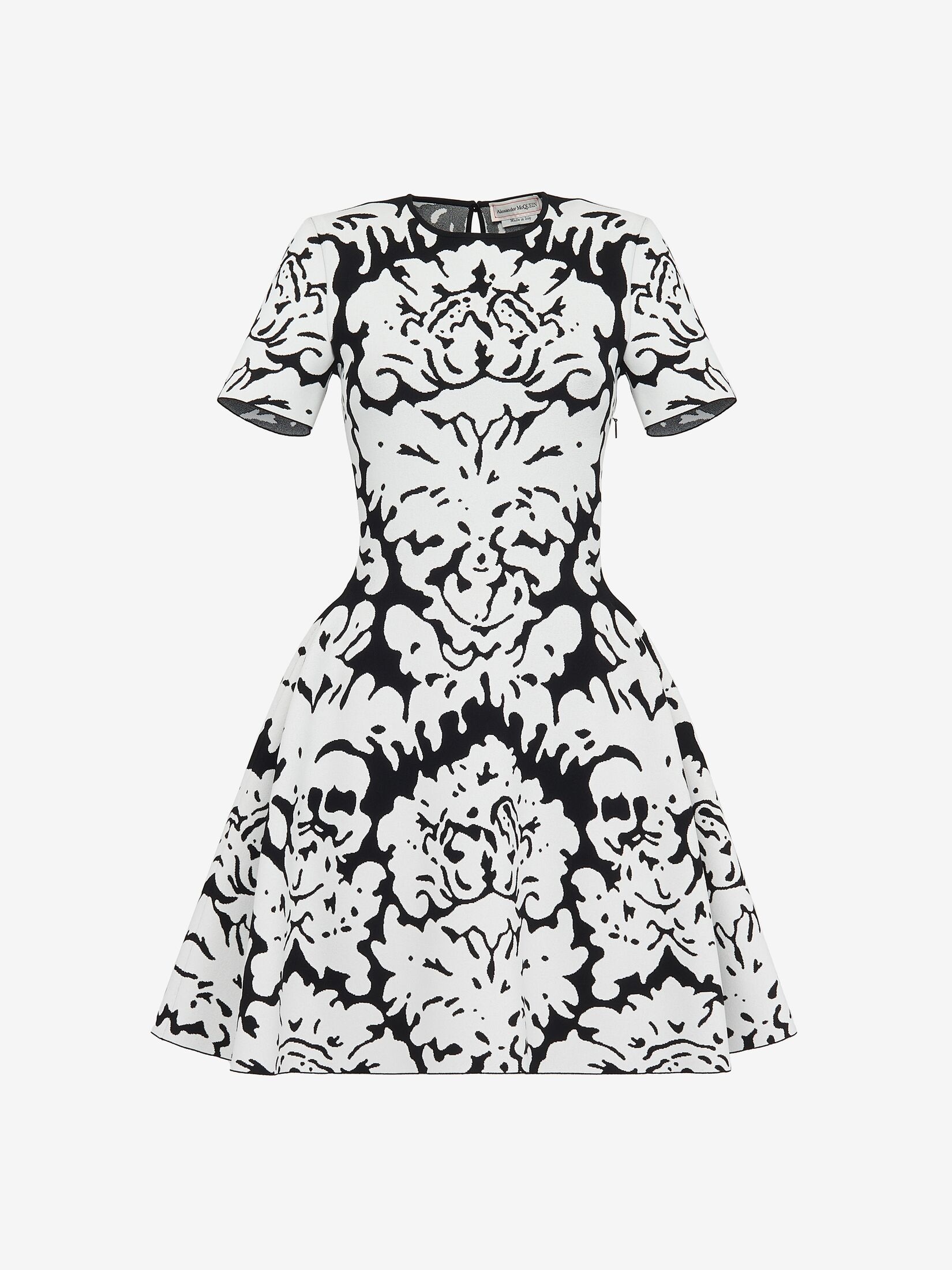 Women's Damask Jacquard Mini Dress in Black/white - 1