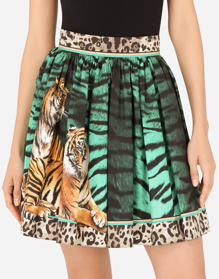 Poplin circle skirt with tiger print - 4