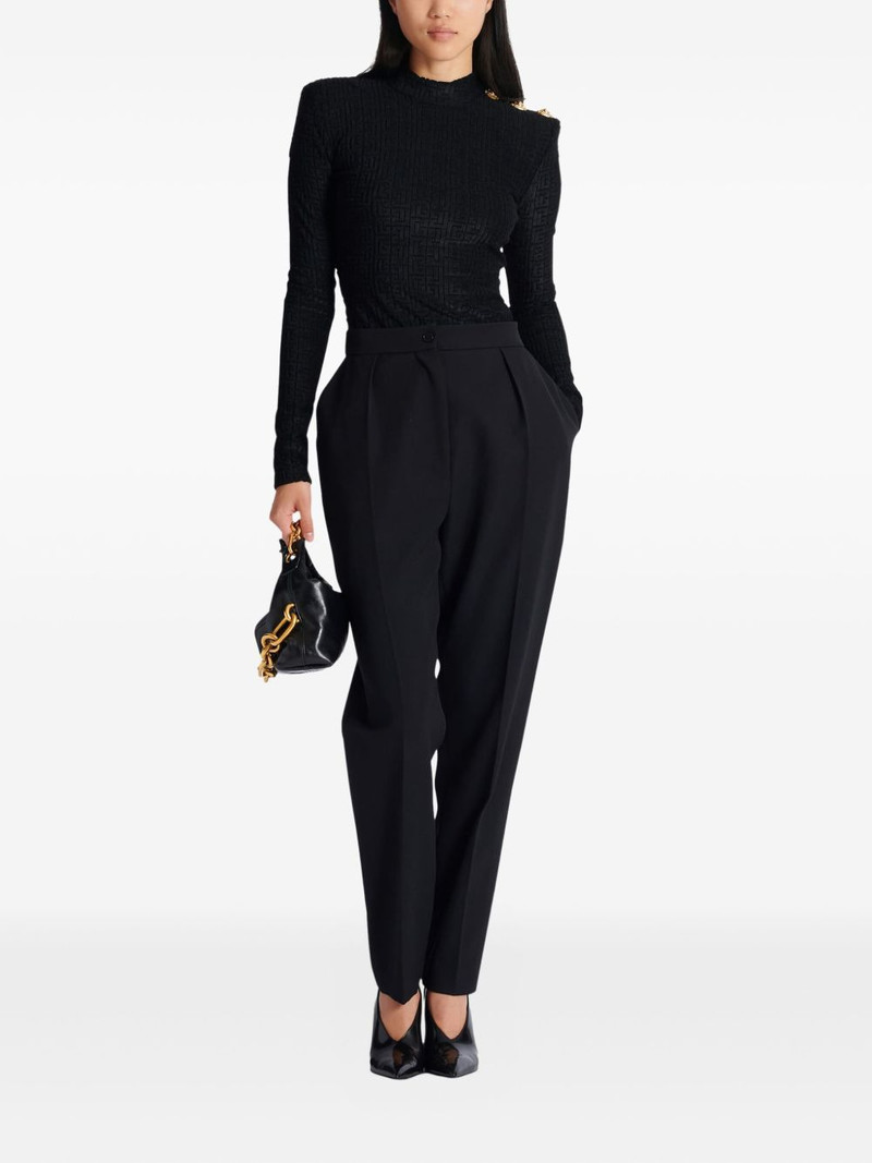 Balmain Ls Bouclette monogram-pattern button top outlook