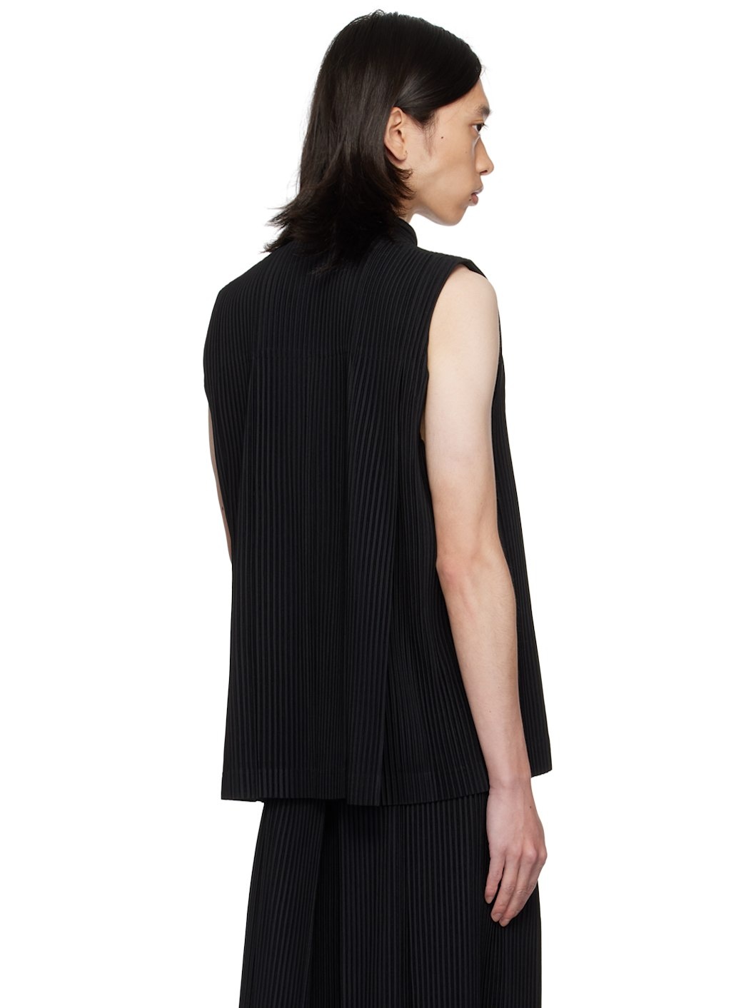 Black Tucked Vest - 3
