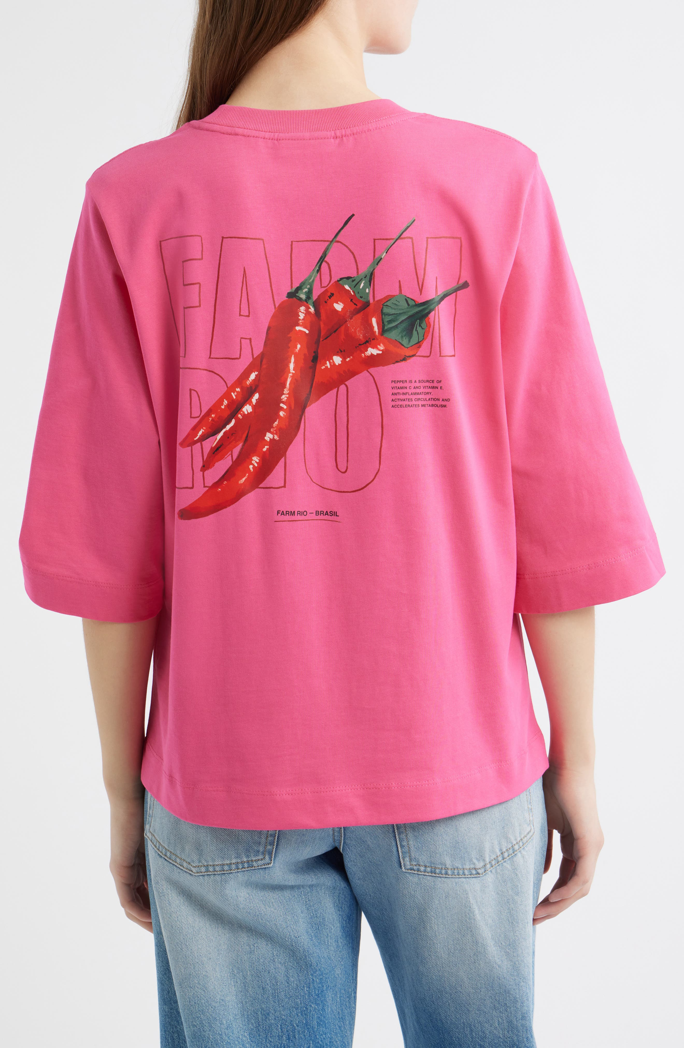 FARM Rio Spicy Pepper Cotton Graphic T-Shirt in Pink at Nordstrom - 2