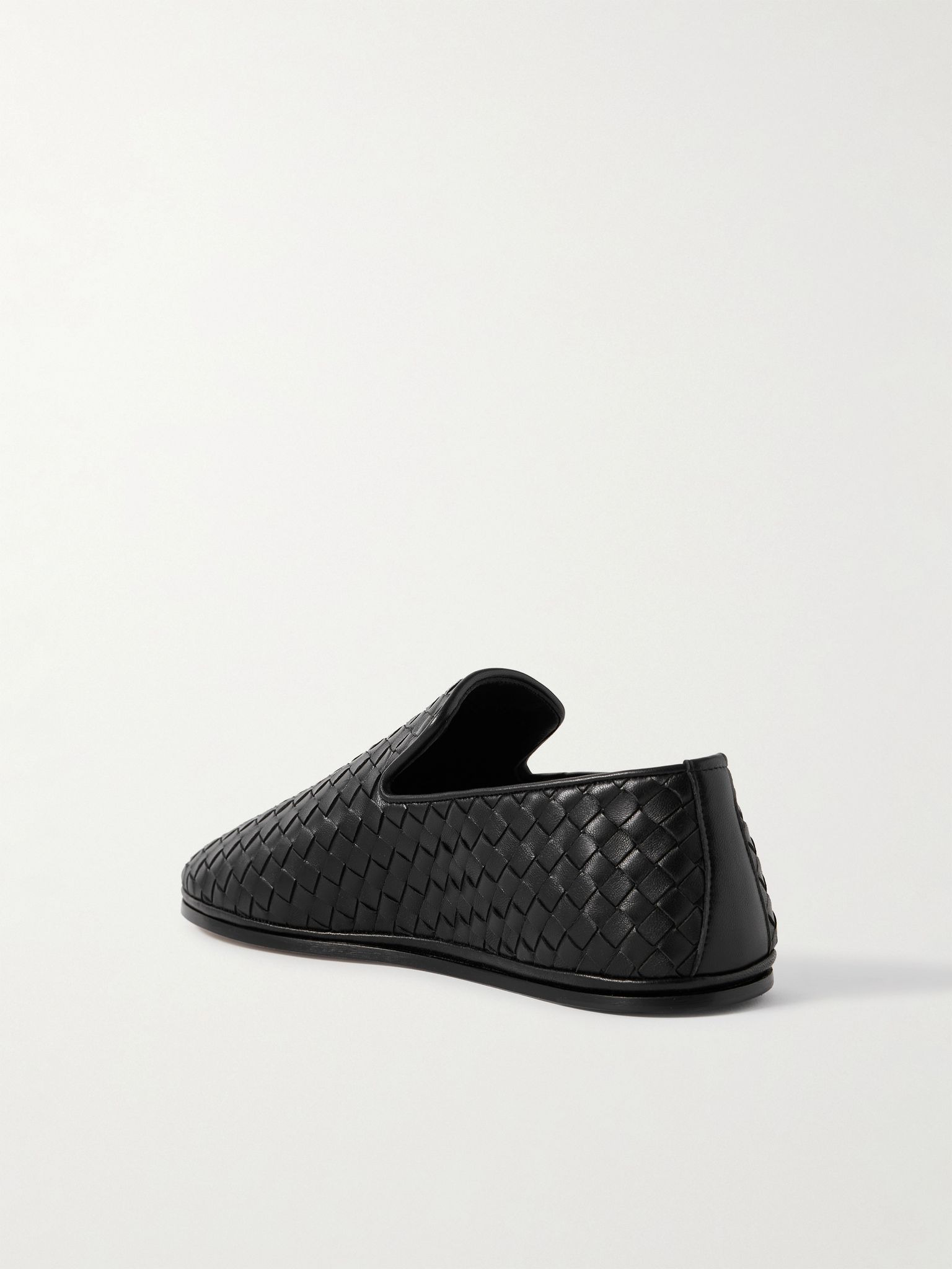 Intrecciato Full-Grain Leather Slippers Black - 3
