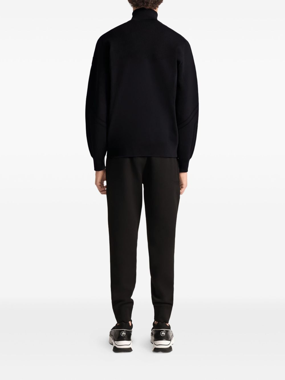intarsia-panel ribbed bomber jacket - 3