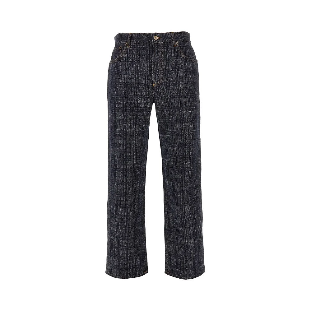 Burberry Check Denim Loose Fit Jeans Blue - 1